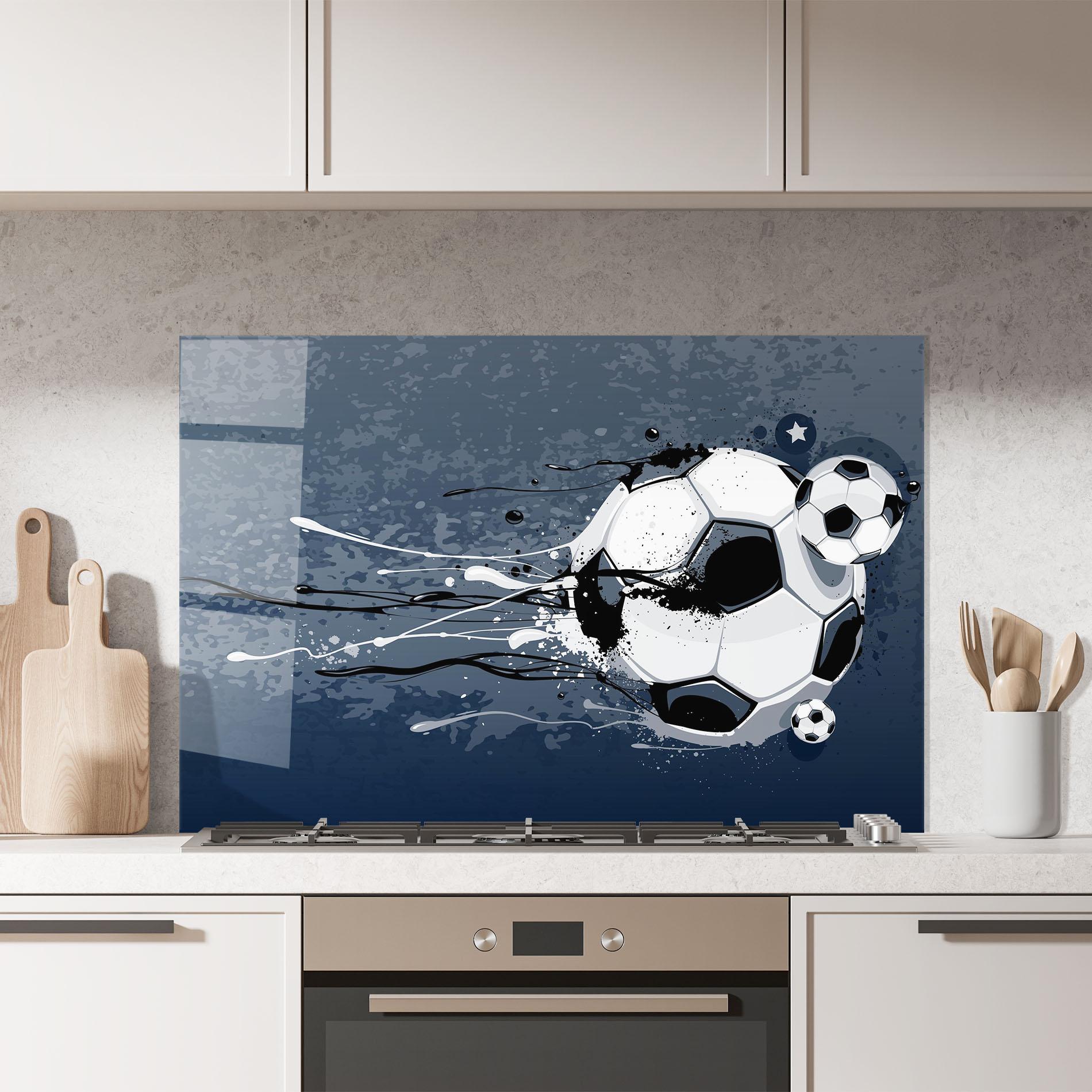 Küchenrückwand Glas Blue Football mockup 7