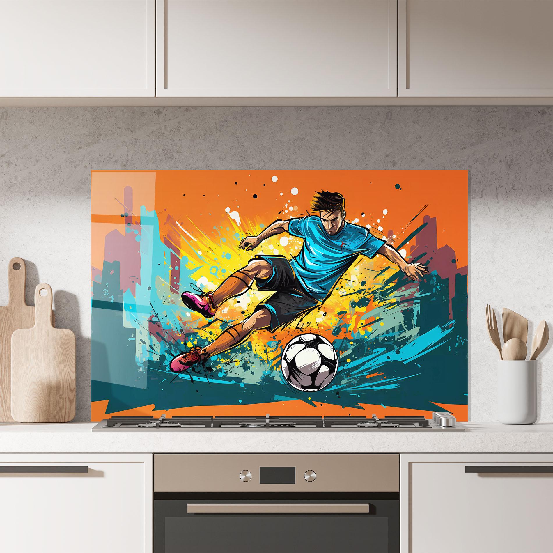 Küchenrückwand Glas Blue Tshirt Football mockup 7