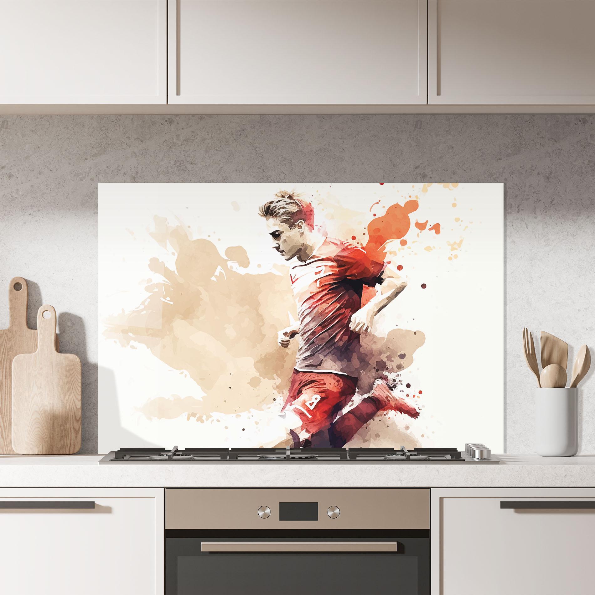 Küchenrückwand Glas Football Red Cream mockup 7