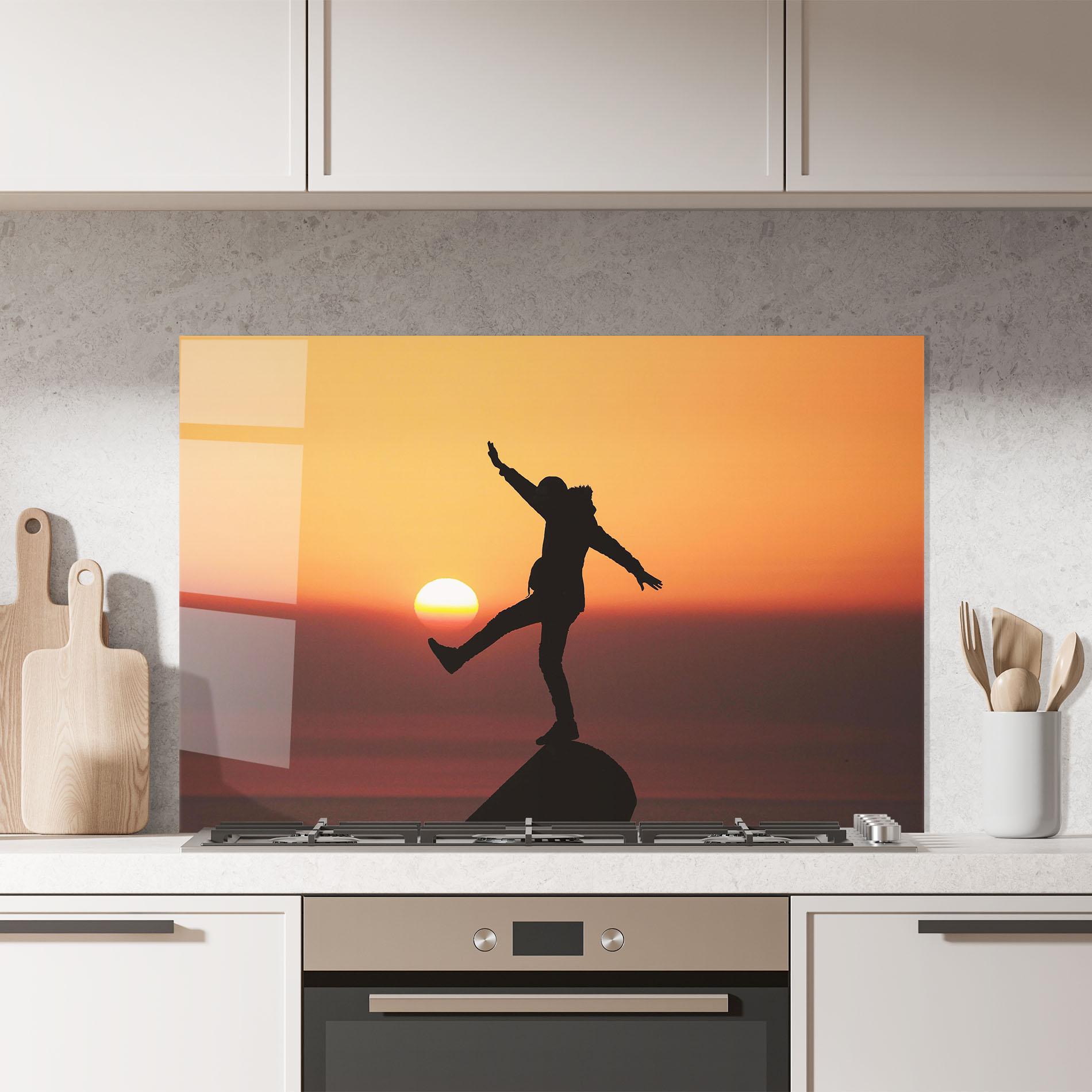 Küchenrückwand Glas Football With The Sun mockup 7