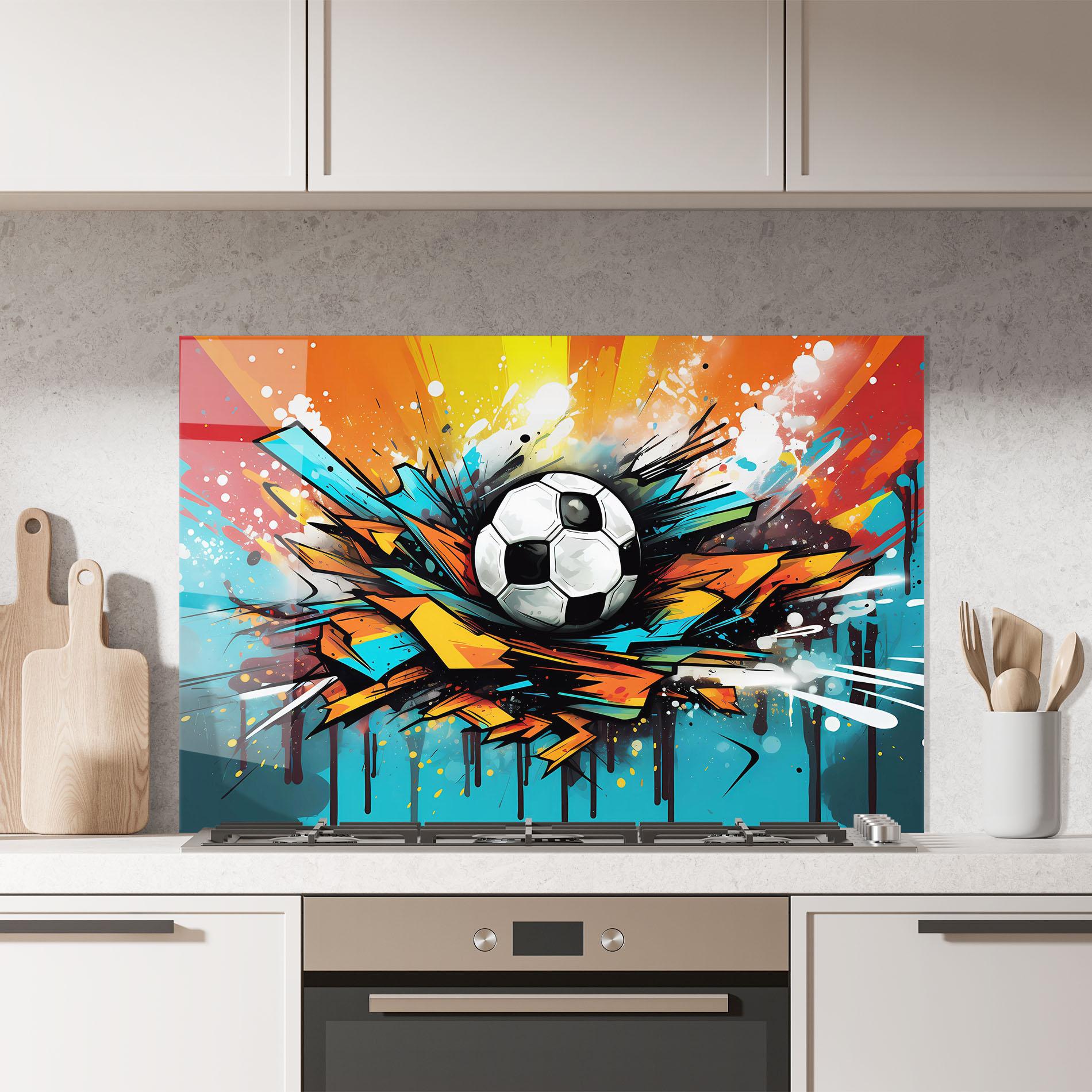 Küchenrückwand Glas Graffiti Style Football mockup 7