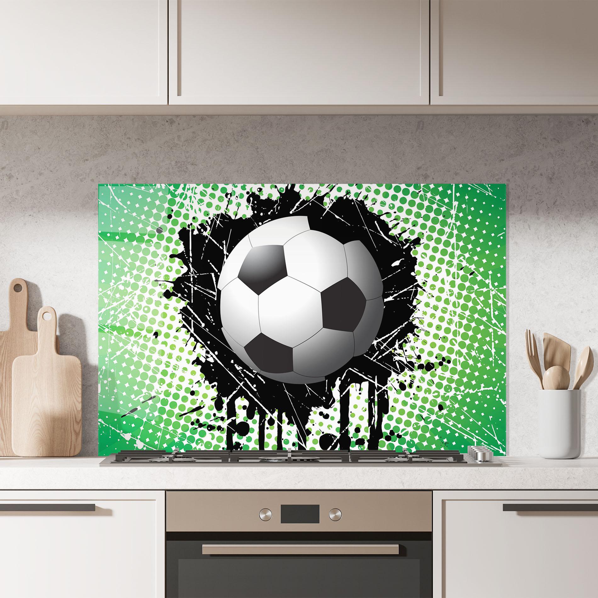 Küchenrückwand Glas Green Black Football mockup 7