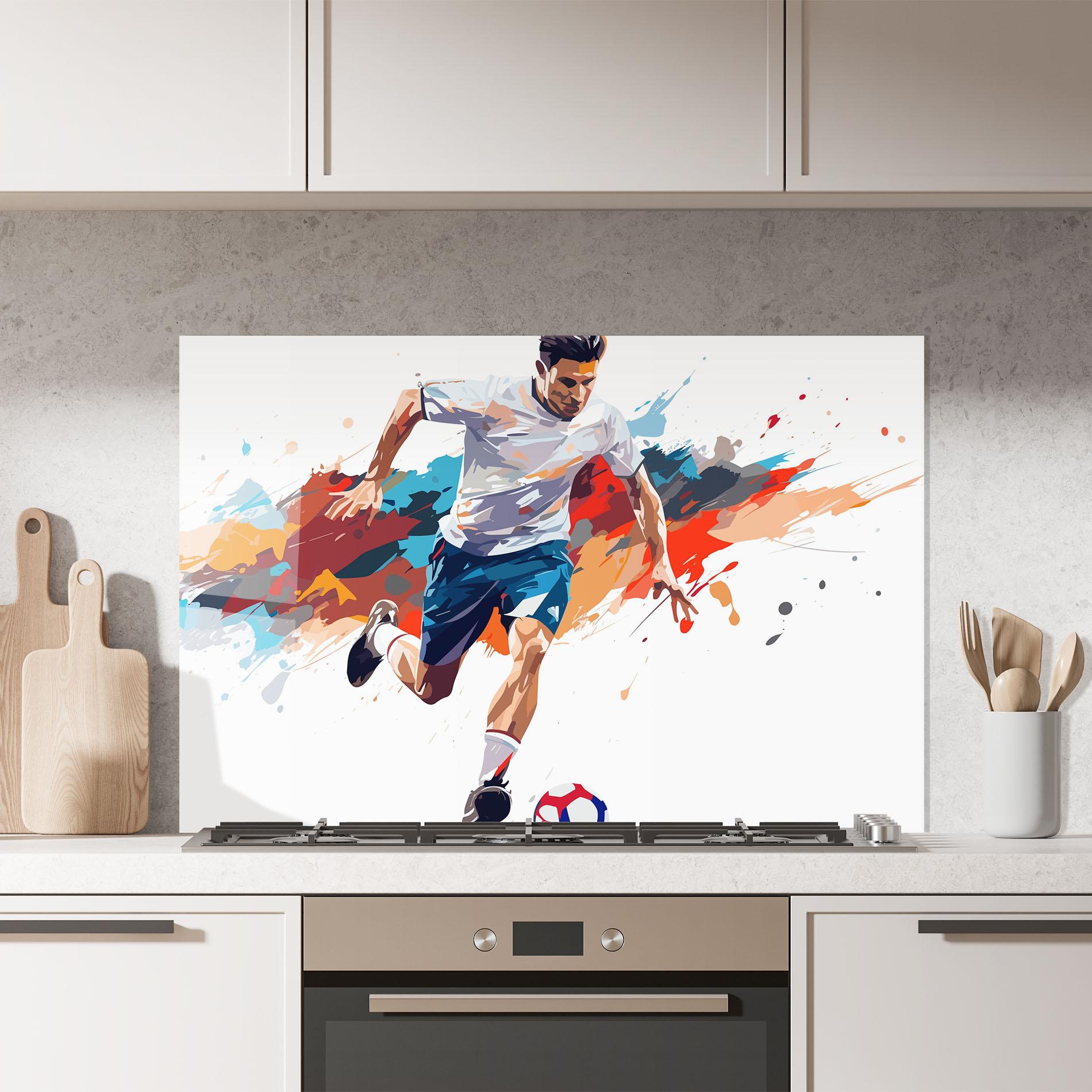 Küchenrückwand Glas Grey Blue Football mockup 7