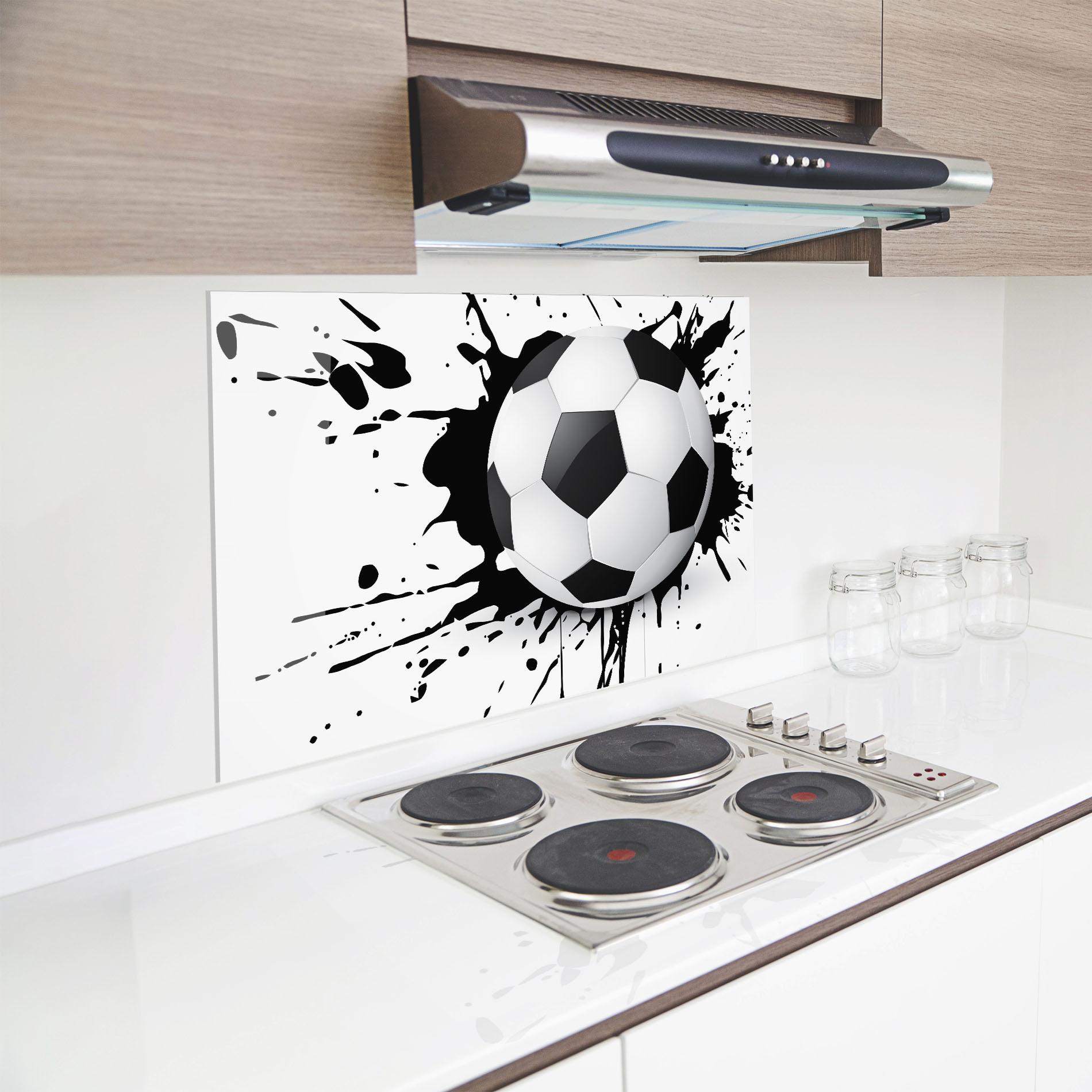 Küchenrückwand Glas Black Paint Football mockup 8
