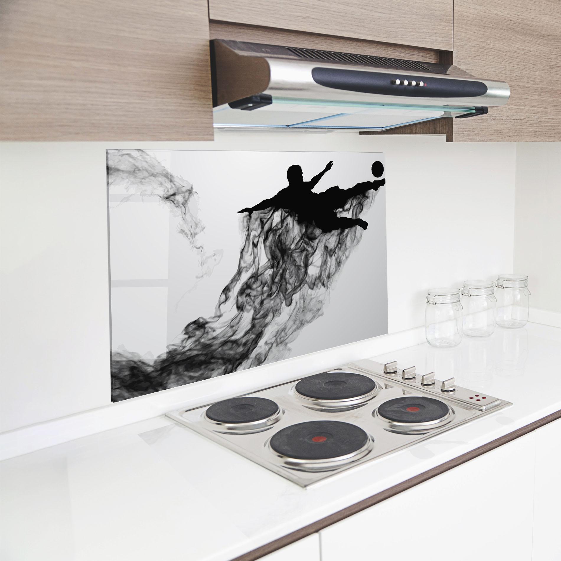 Küchenrückwand Glas Black Smoke Football mockup 8