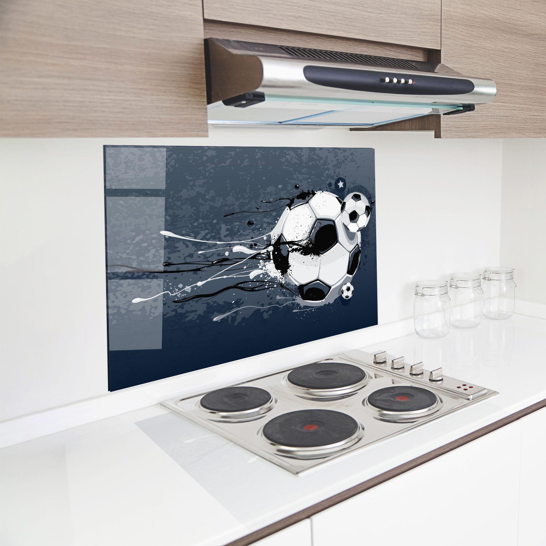 Küchenrückwand Glas Blue Football mockup 8