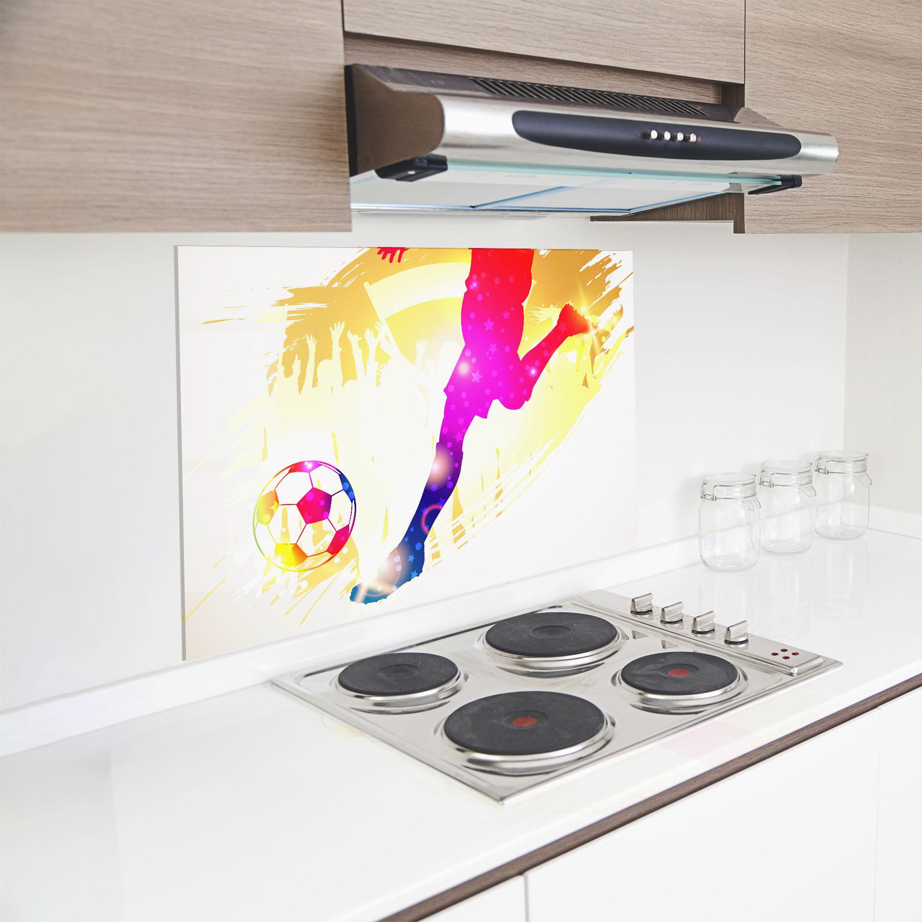 Küchenrückwand Glas Football Gold Art mockup 8