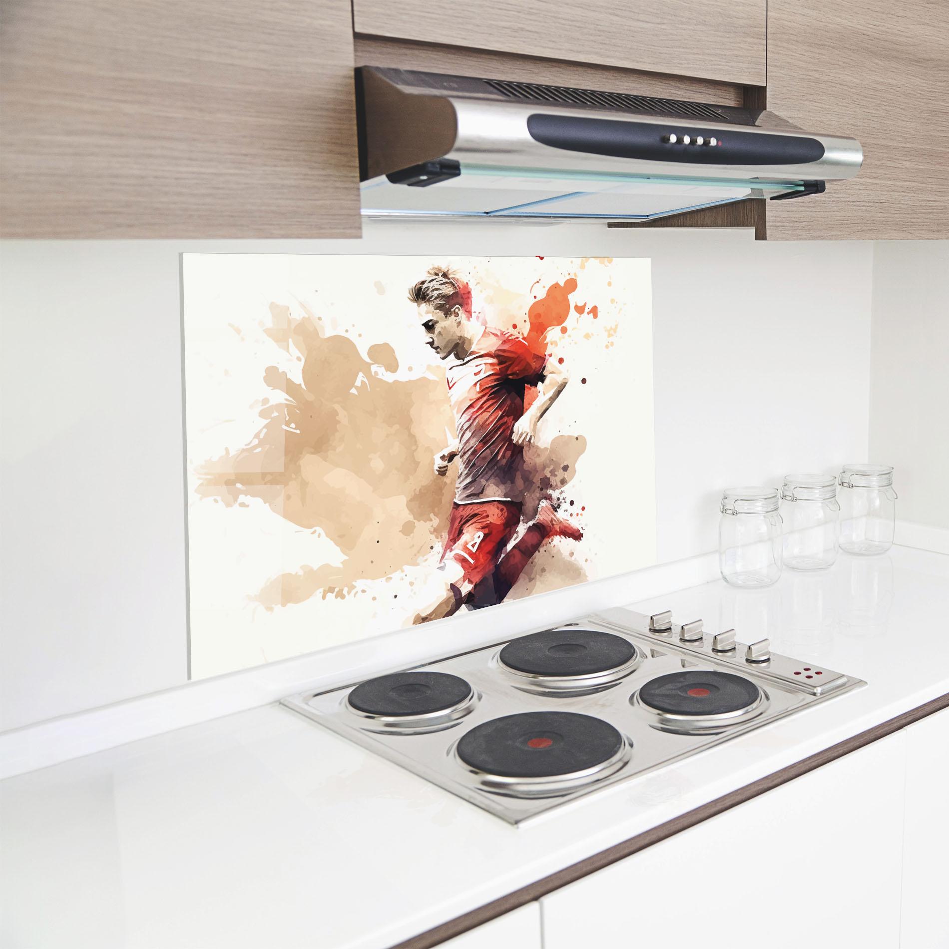 Küchenrückwand Glas Football Red Cream mockup 8