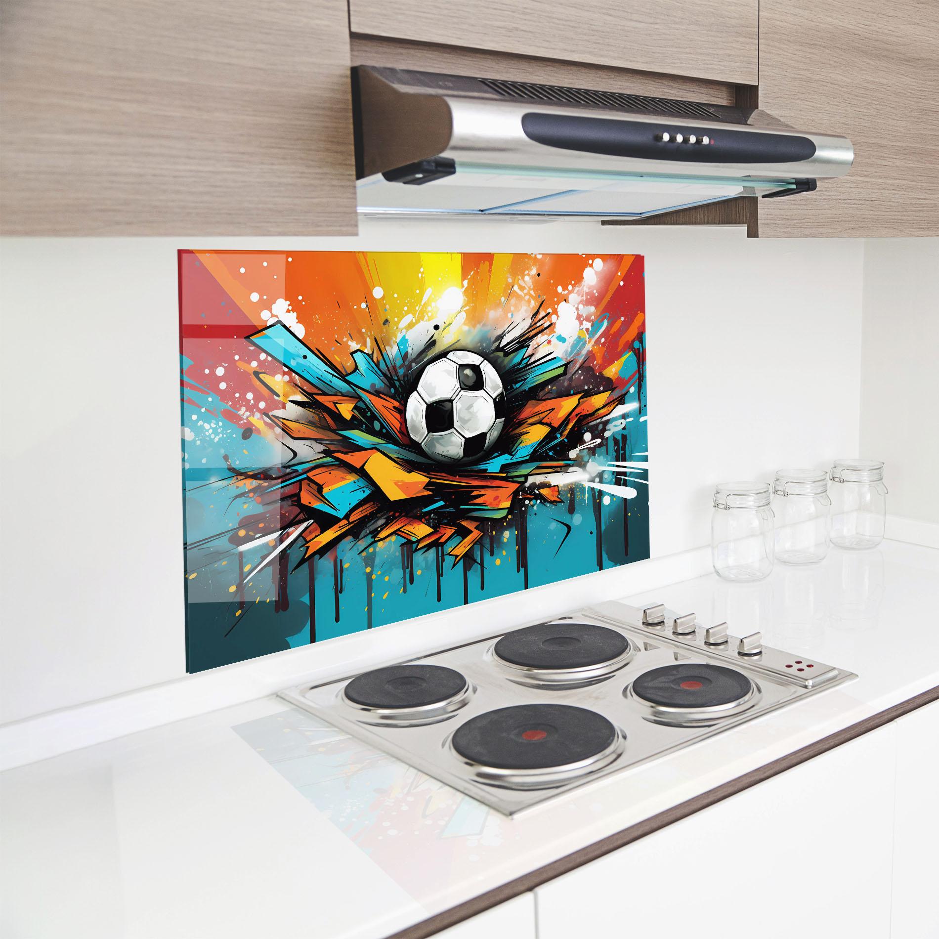 Küchenrückwand Glas Graffiti Style Football mockup 8