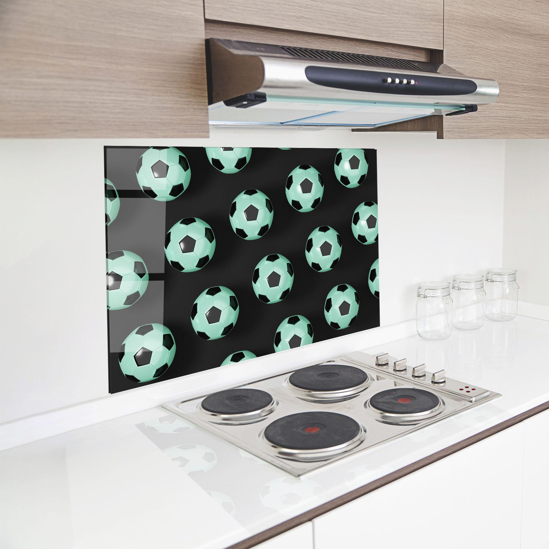 Küchenrückwand Glas Green Light Football mockup 8
