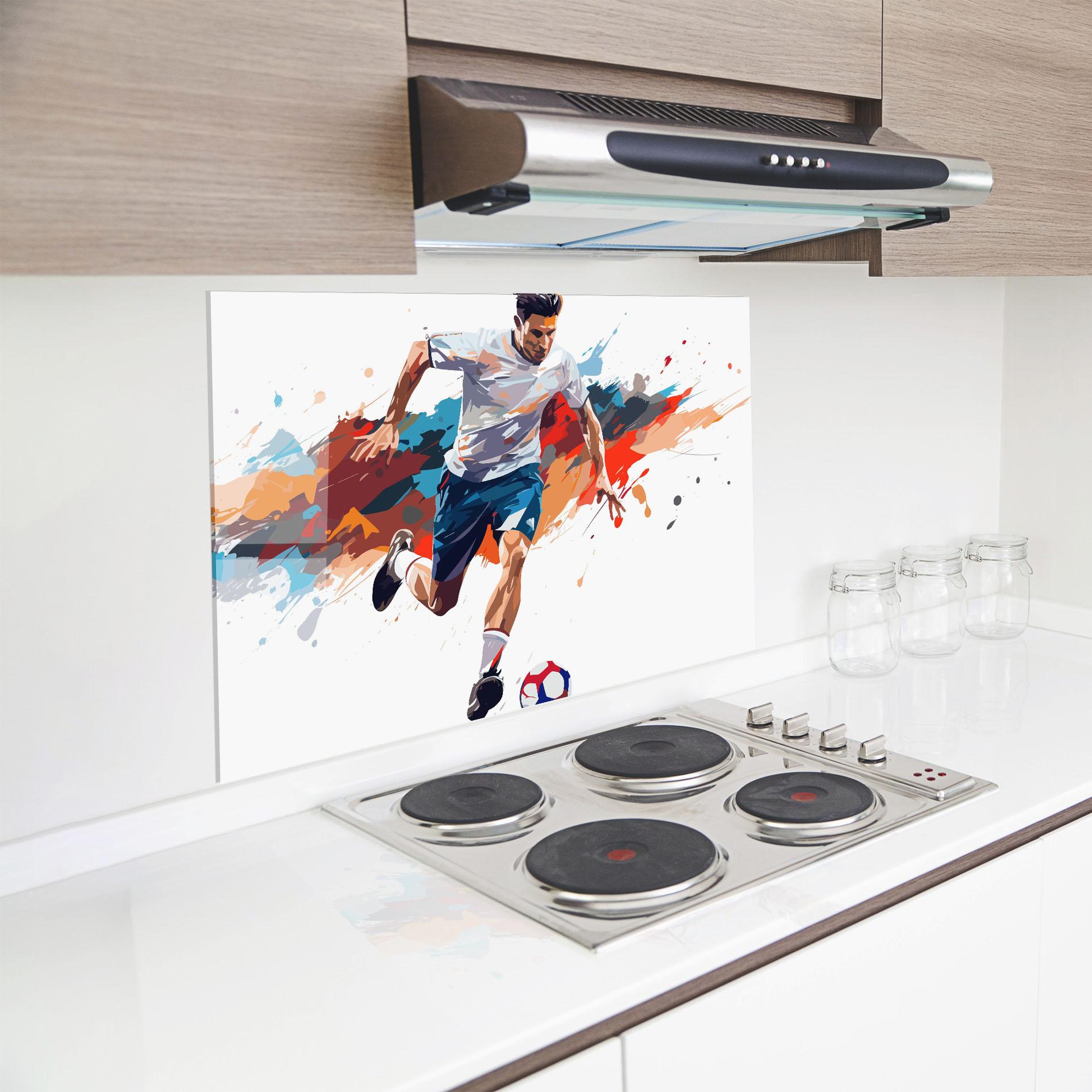 Küchenrückwand Glas Grey Blue Football mockup 8