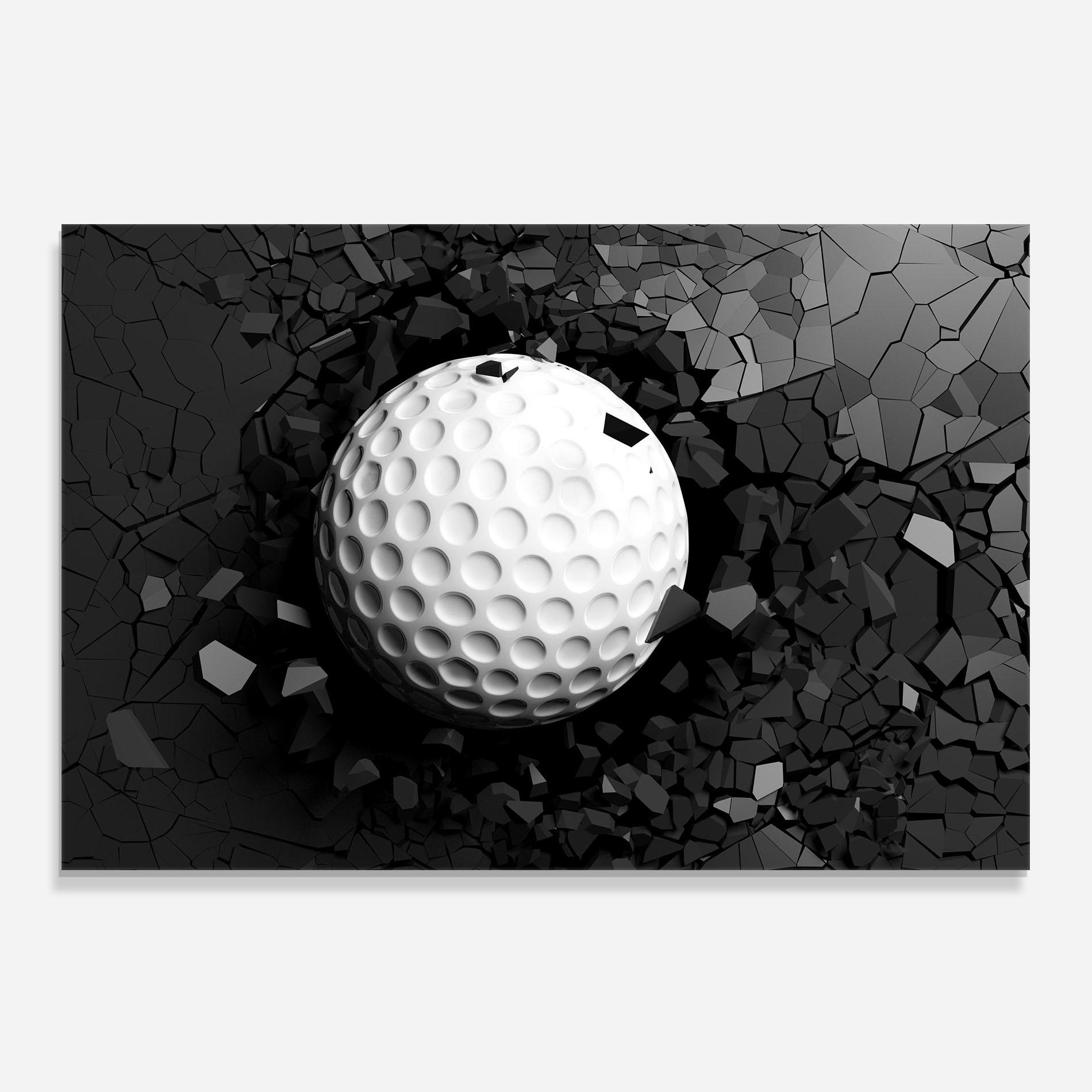 Küchenrückwand Glas Black Wall Golf Ball mockup 0
