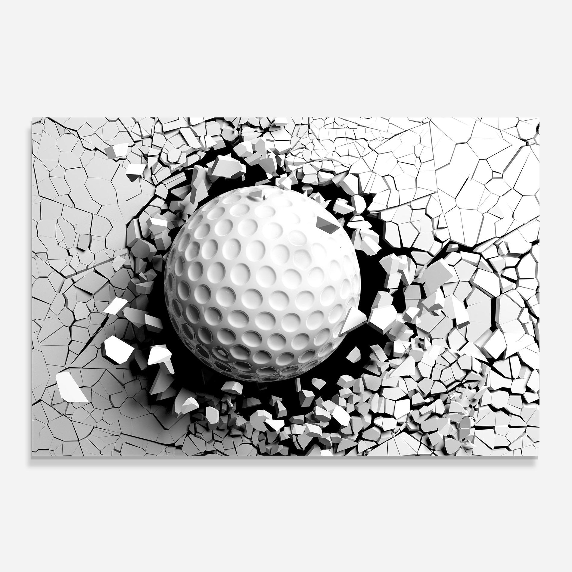 Küchenrückwand Glas Golf Ball Breaking Wall mockup 0
