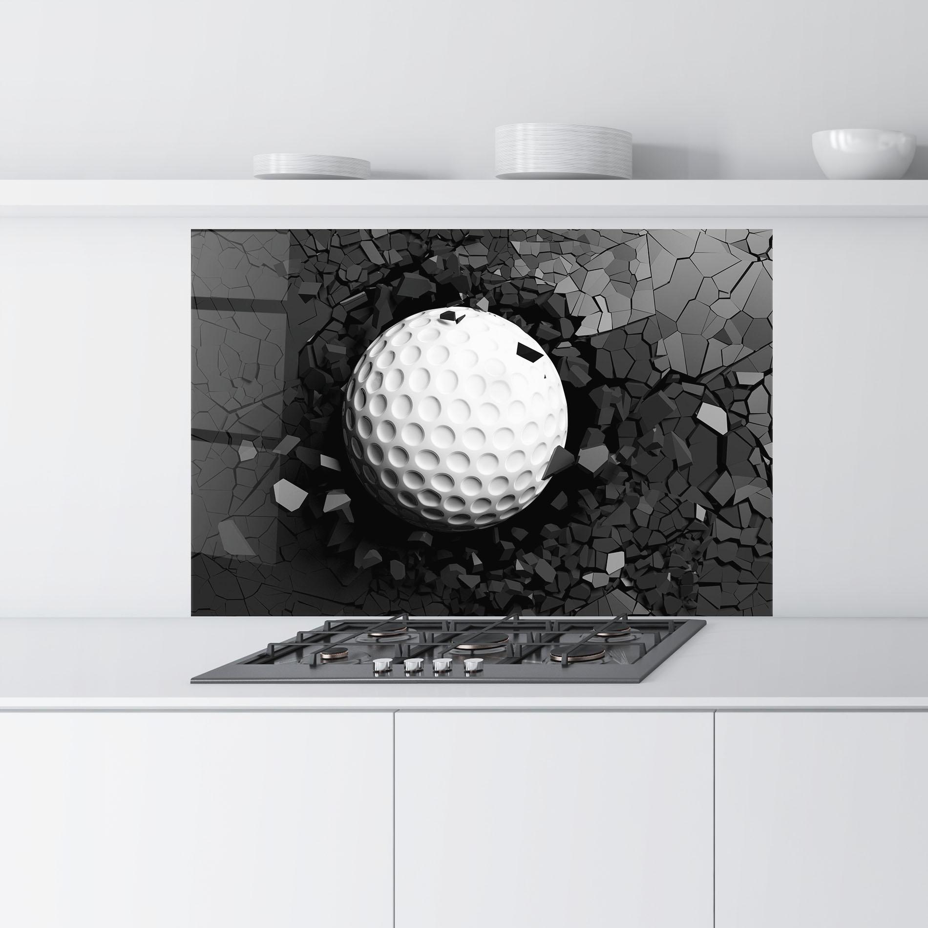 Küchenrückwand Glas Black Wall Golf Ball mockup 9