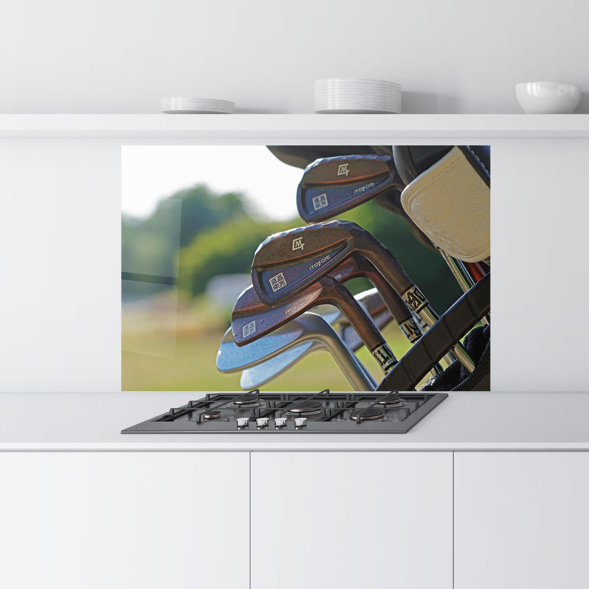 Küchenrückwand Glas Brown Golf Club mockup 9