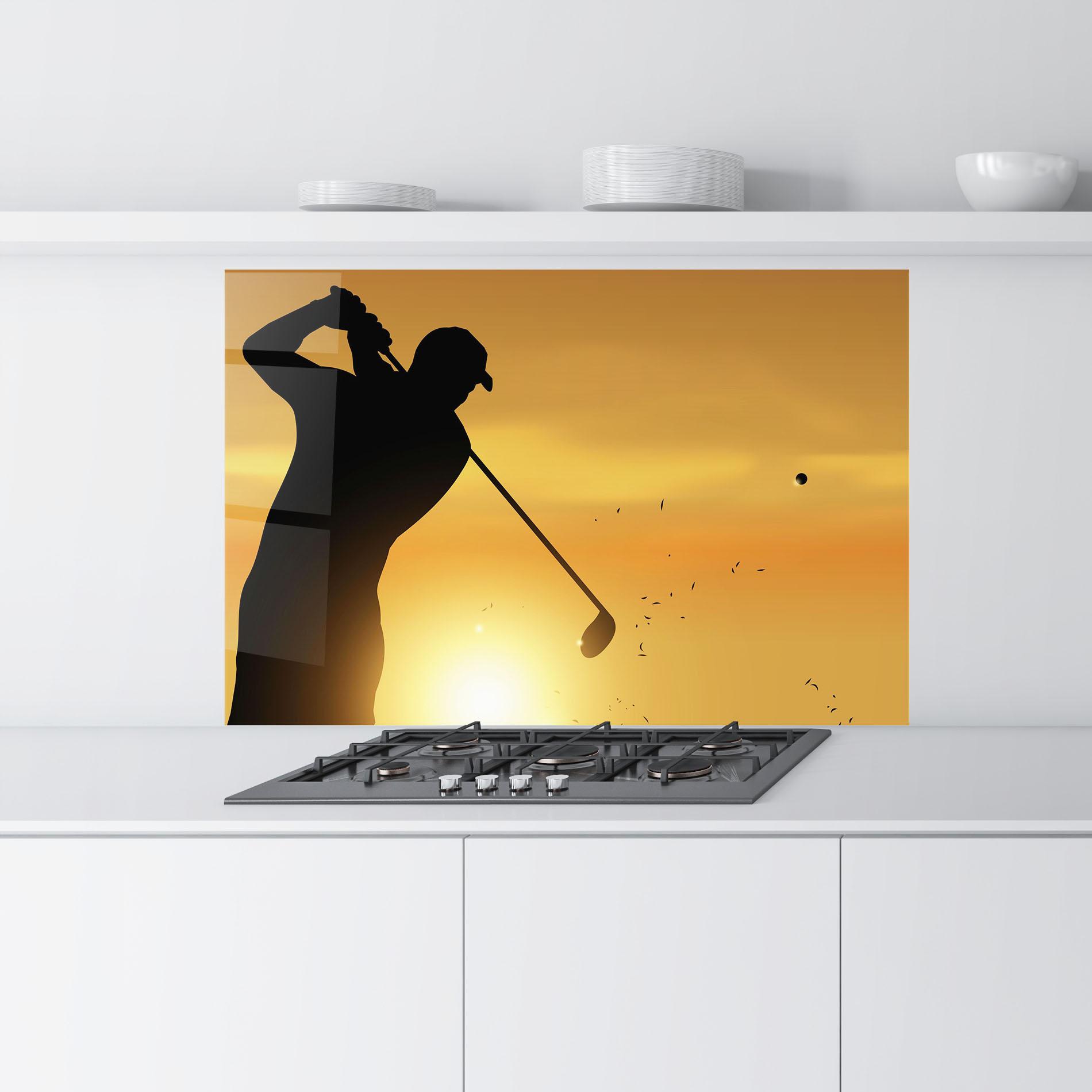 Küchenrückwand Glas Gold Sunrise mockup 9