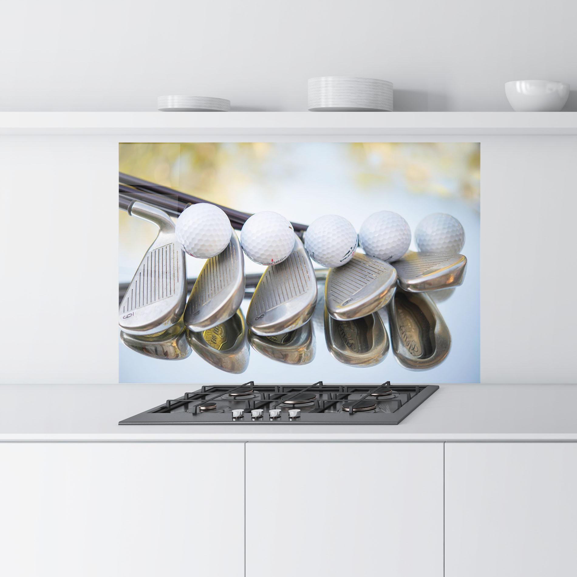 Küchenrückwand Glas Golf Set mockup 9