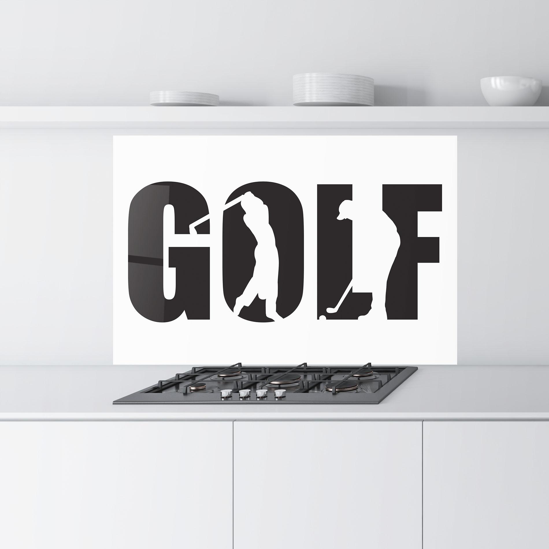 Küchenrückwand Glas Golf Text Art mockup 9