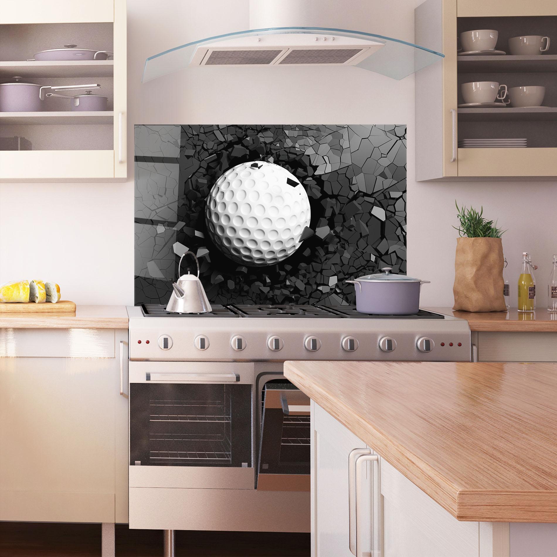 Küchenrückwand Glas Black Wall Golf Ball mockup 1