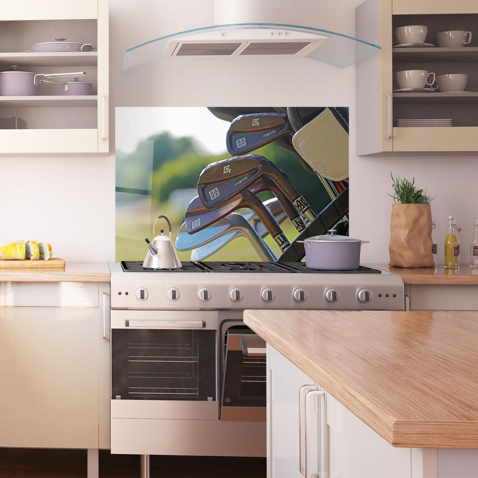 Küchenrückwand Glas Brown Golf Club mockup 1