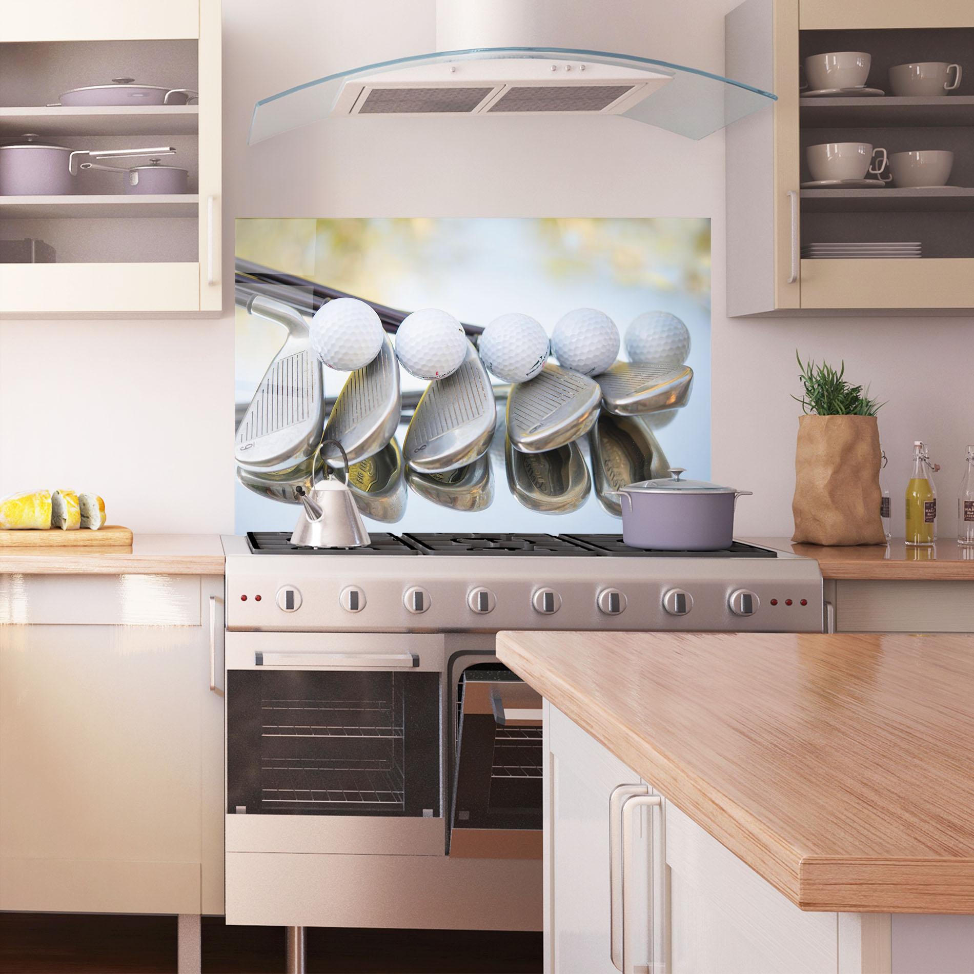Küchenrückwand Glas Golf Set mockup 1