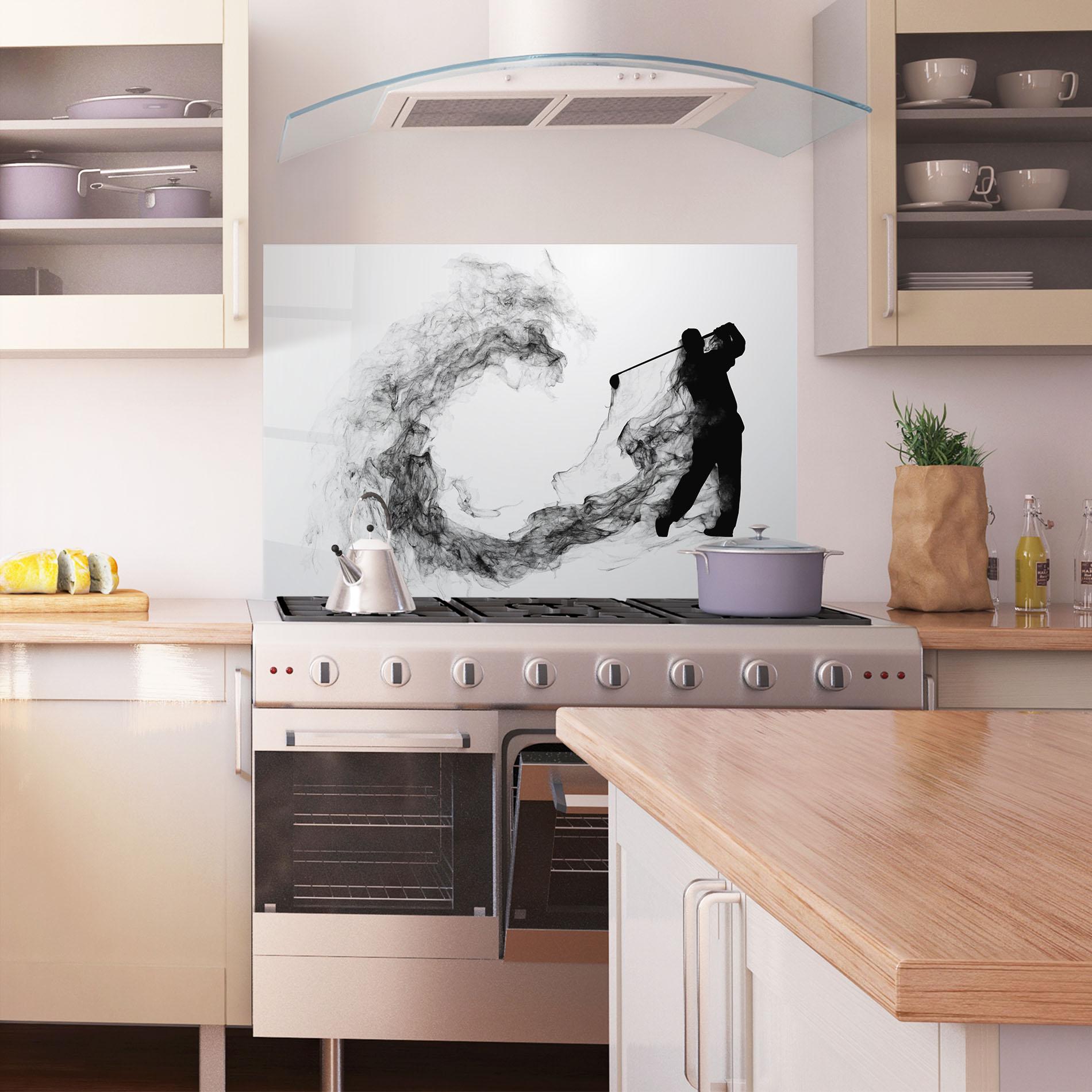 Küchenrückwand Glas Golf Smoke mockup 1