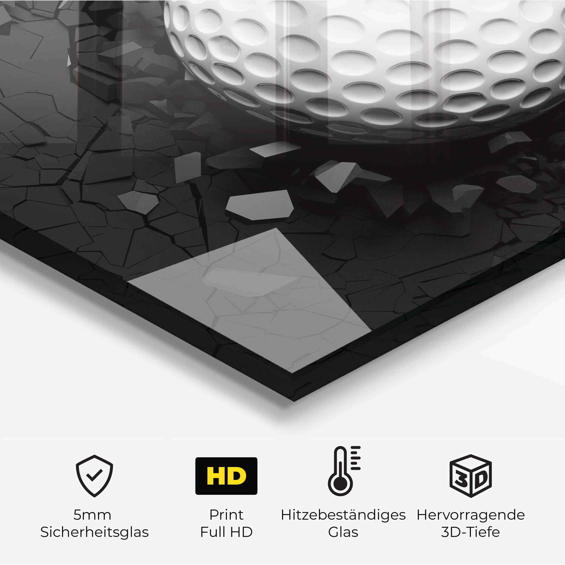 Küchenrückwand Glas Black Wall Golf Ball mockup 2