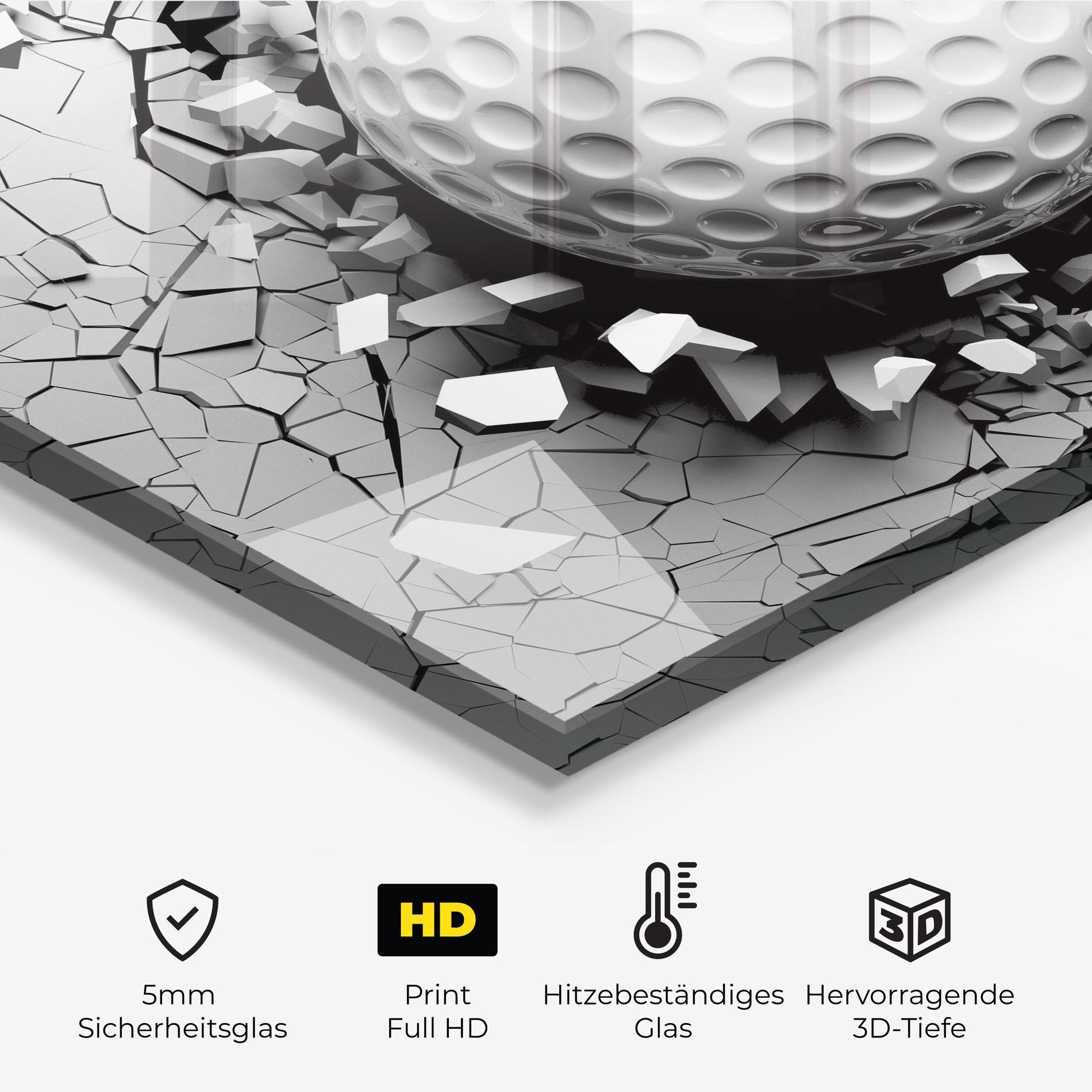 Küchenrückwand Glas Golf Ball Breaking Wall mockup 2