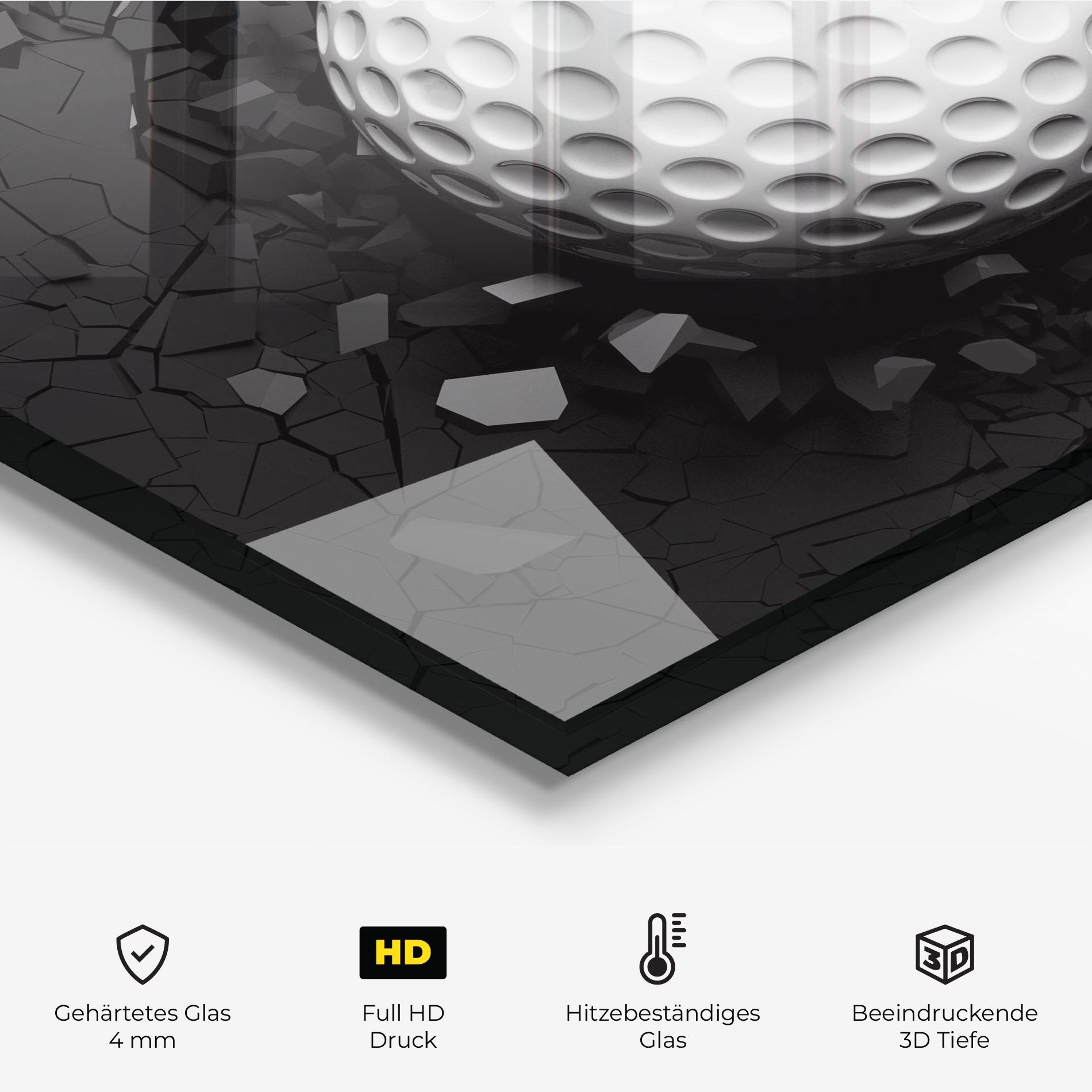 Küchenrückwand Glas Black Wall Golf Ball mockup 2