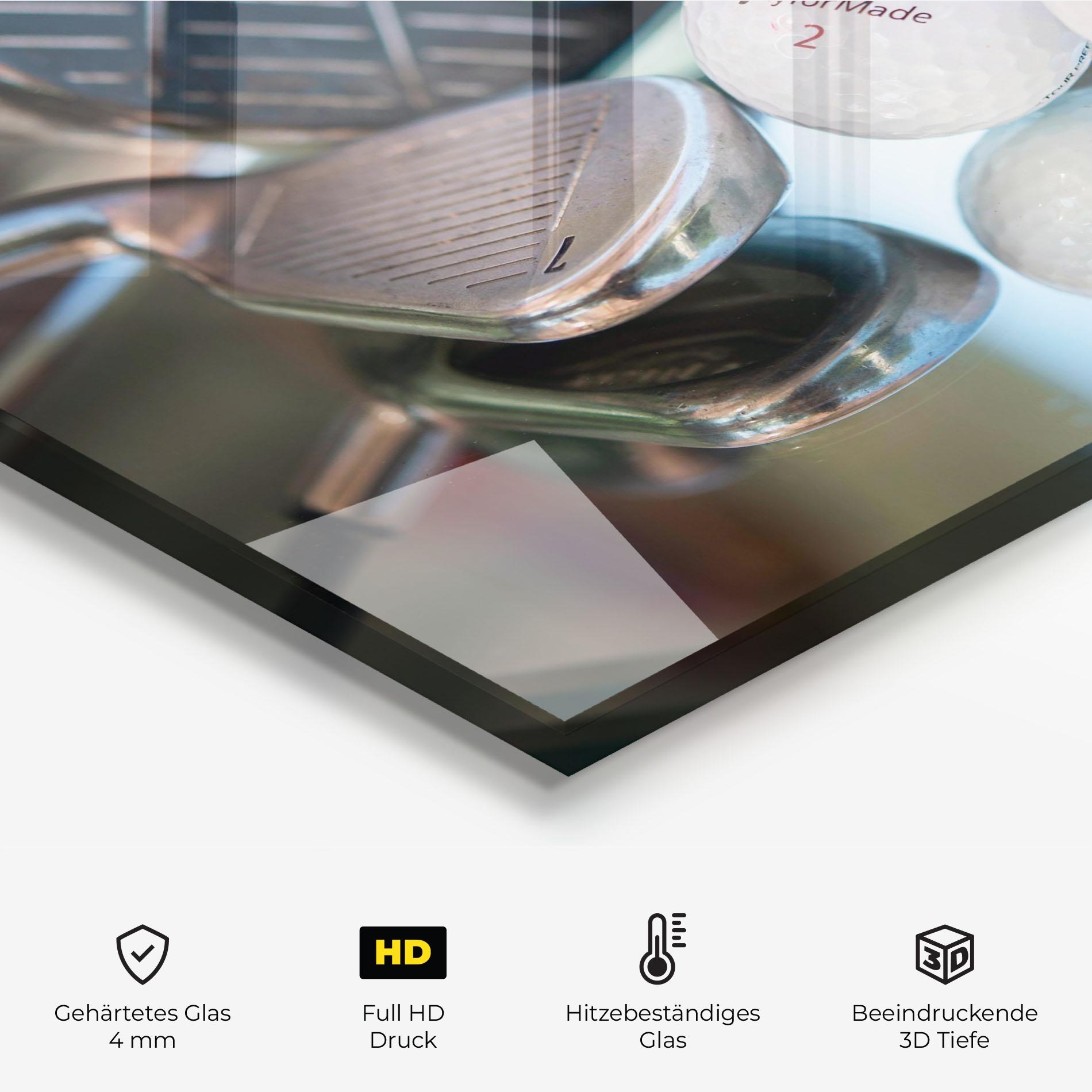 Küchenrückwand Glas Golf Balls Set mockup 2