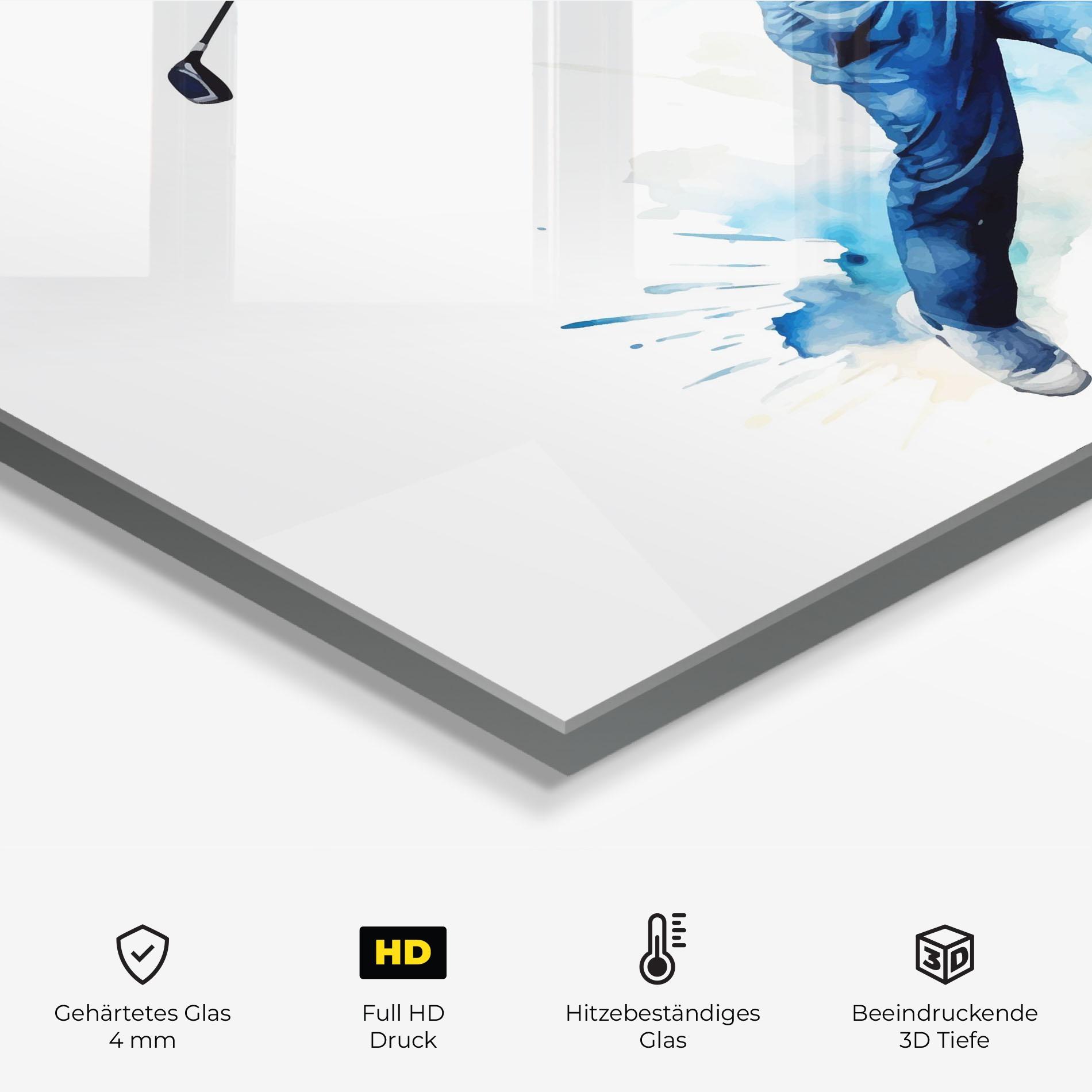 Küchenrückwand Glas Golf Watercolor mockup 2