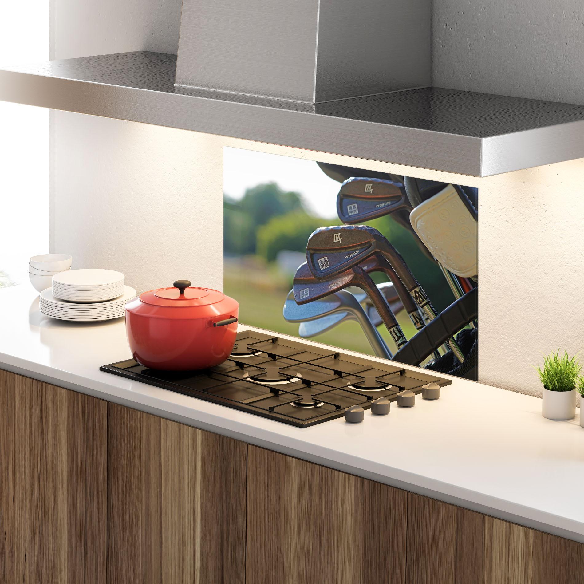 Küchenrückwand Glas Brown Golf Club mockup 4