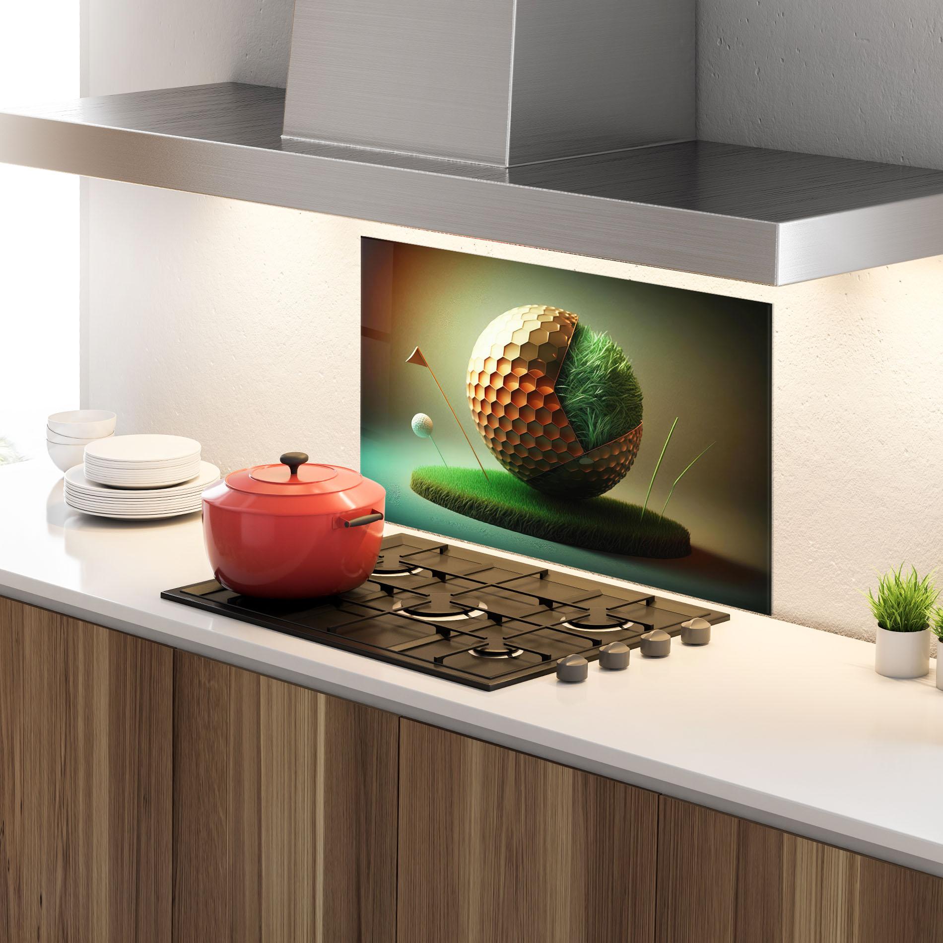 Küchenrückwand Glas Golf Ball 3d Style mockup 4
