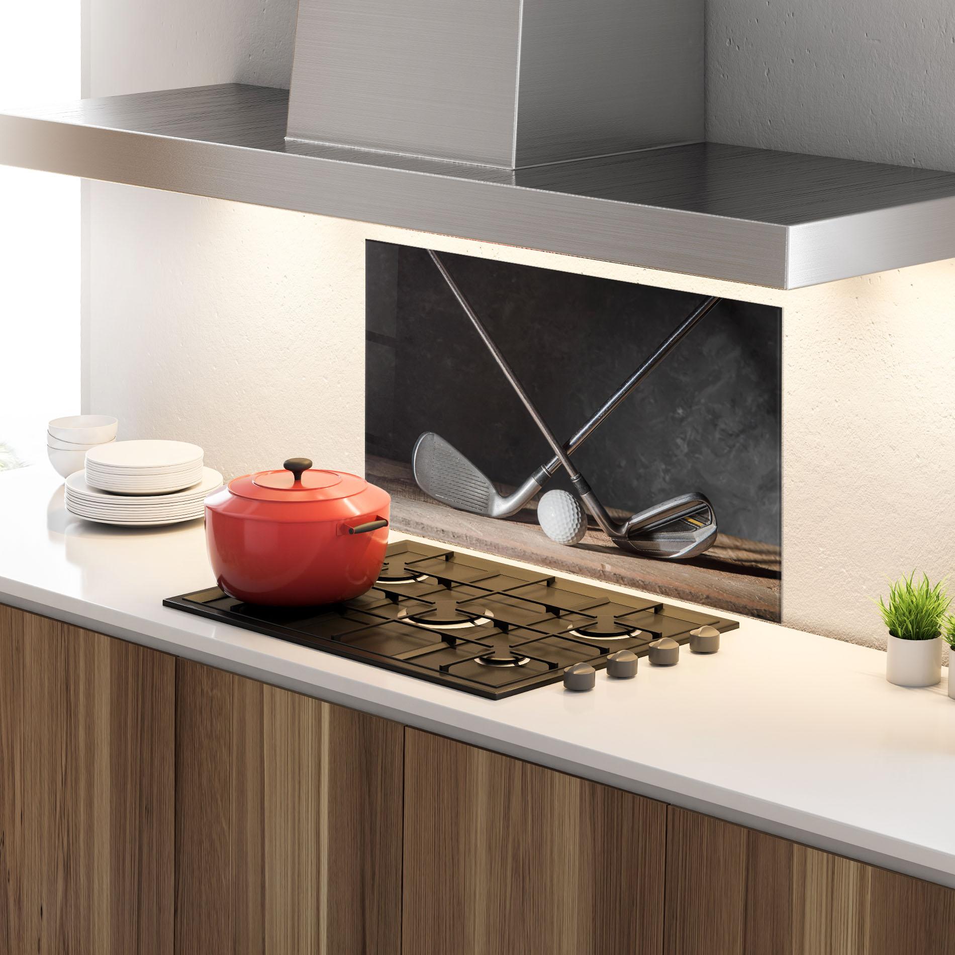 Küchenrückwand Glas Golf Club Ball mockup 4