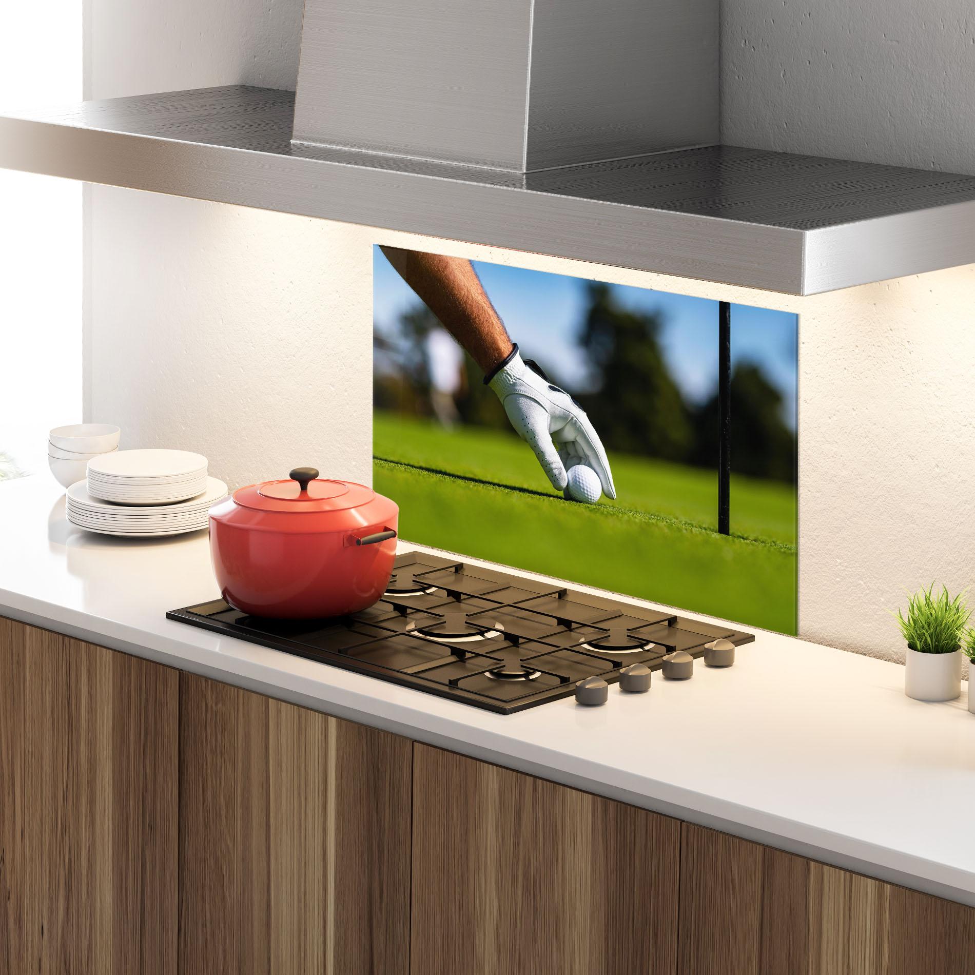 Küchenrückwand Glas Golfer Man mockup 4