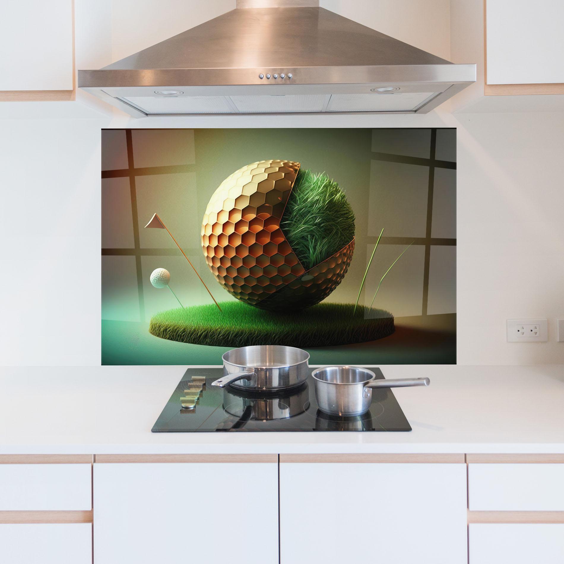 Küchenrückwand Glas Golf Ball 3d Style mockup 5