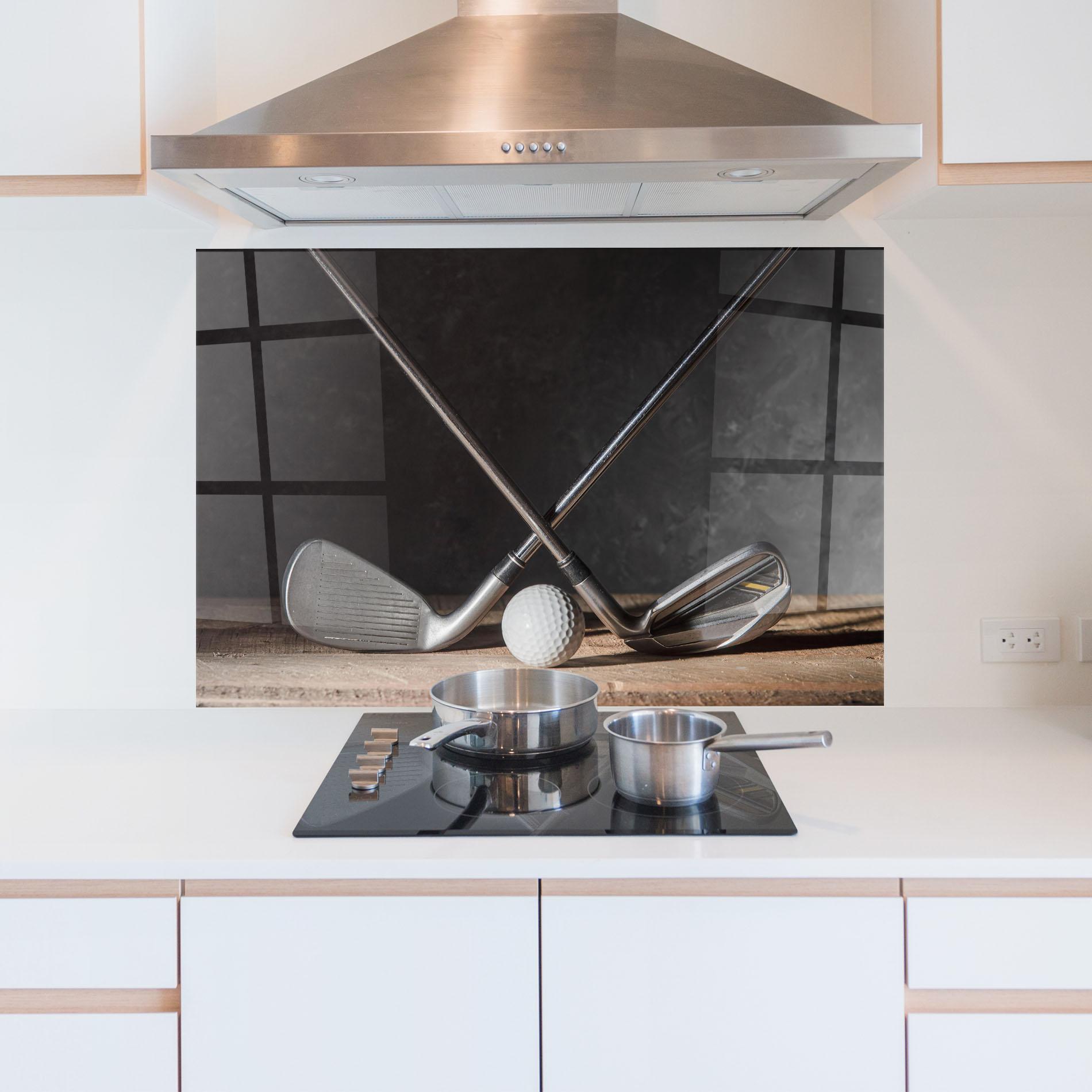 Küchenrückwand Glas Golf Club Ball mockup 5