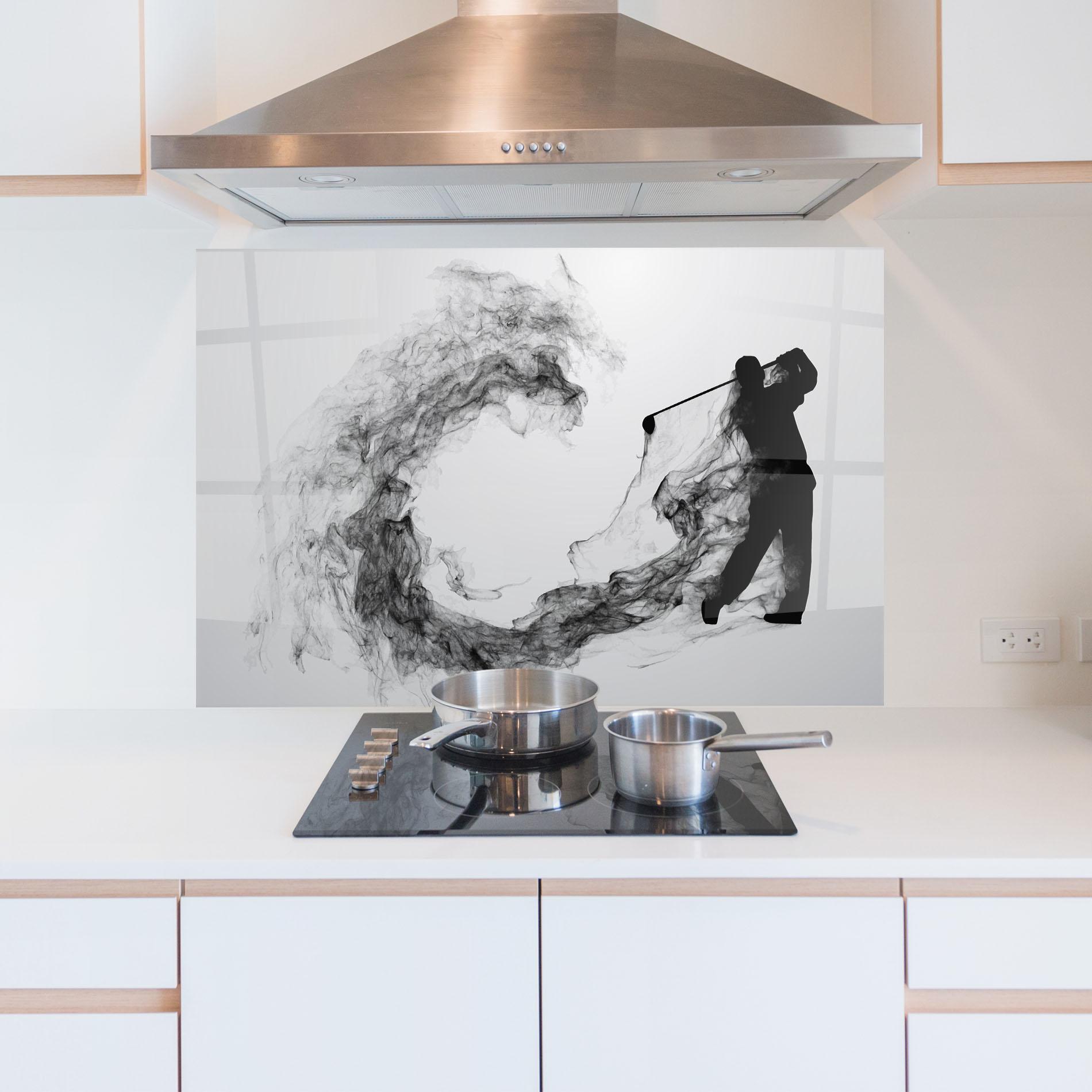 Küchenrückwand Glas Golf Smoke mockup 5