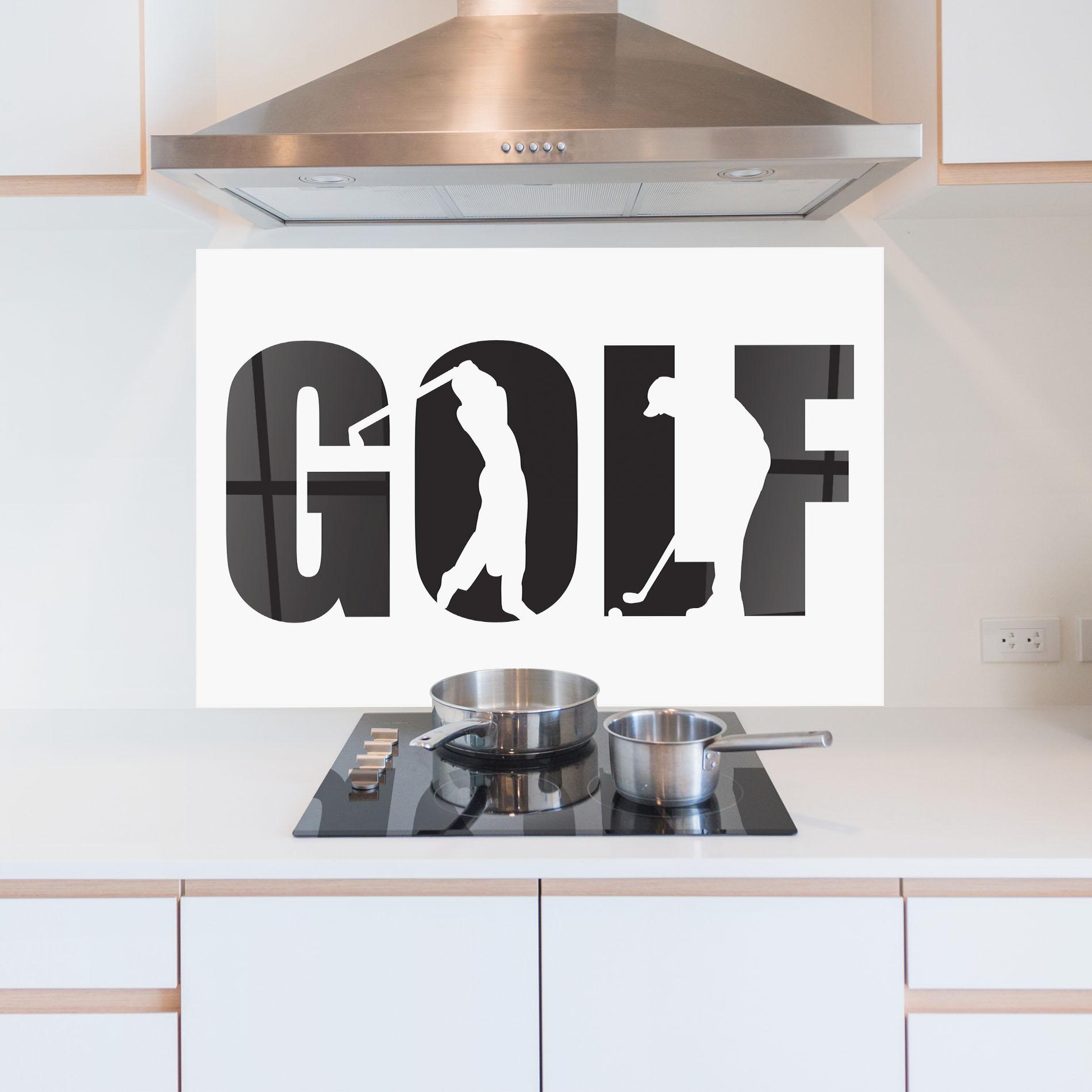 Küchenrückwand Glas Golf Text Art mockup 5