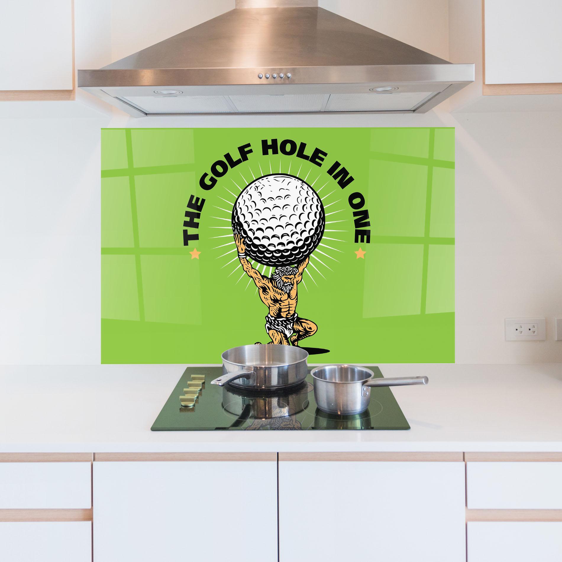 Küchenrückwand Glas Hole In One mockup 5