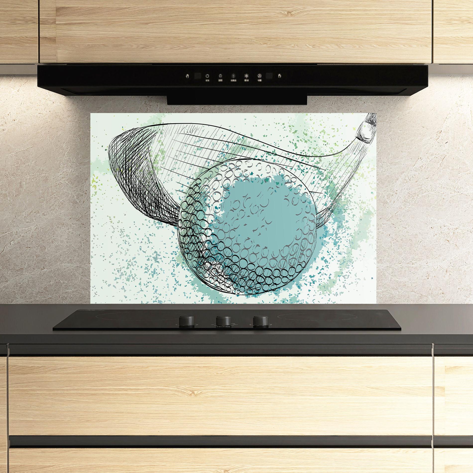 Küchenrückwand Glas Blue Golf mockup 3