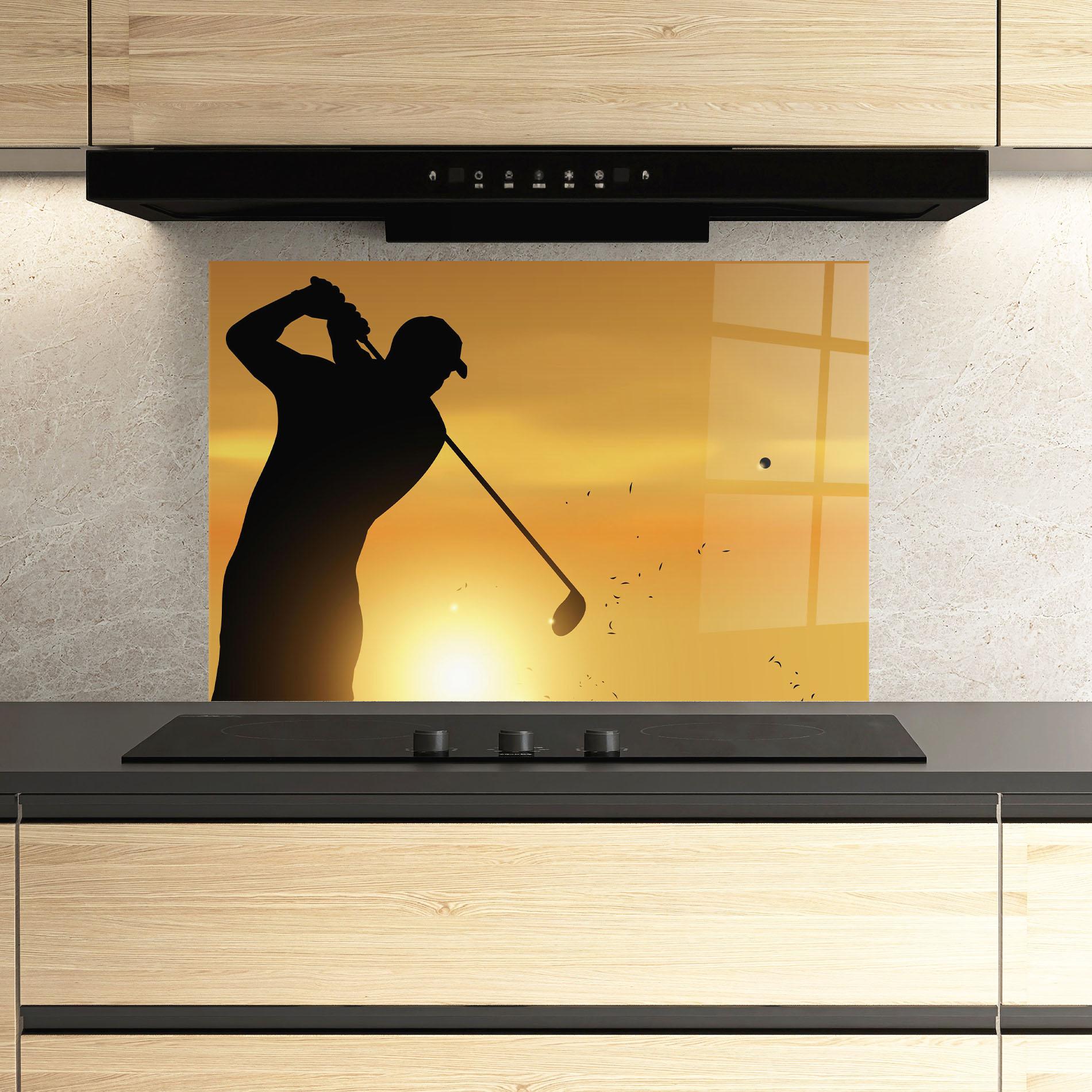 Küchenrückwand Glas Gold Sunrise mockup 3