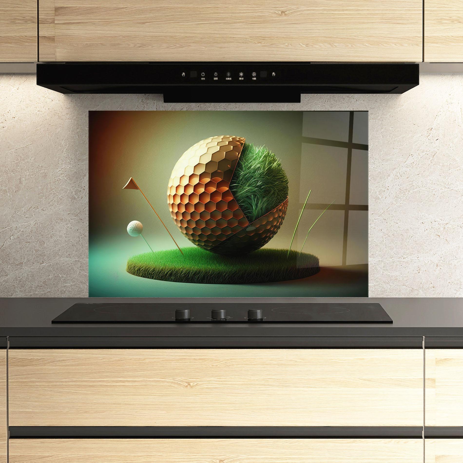 Küchenrückwand Glas Golf Ball 3d Style mockup 3
