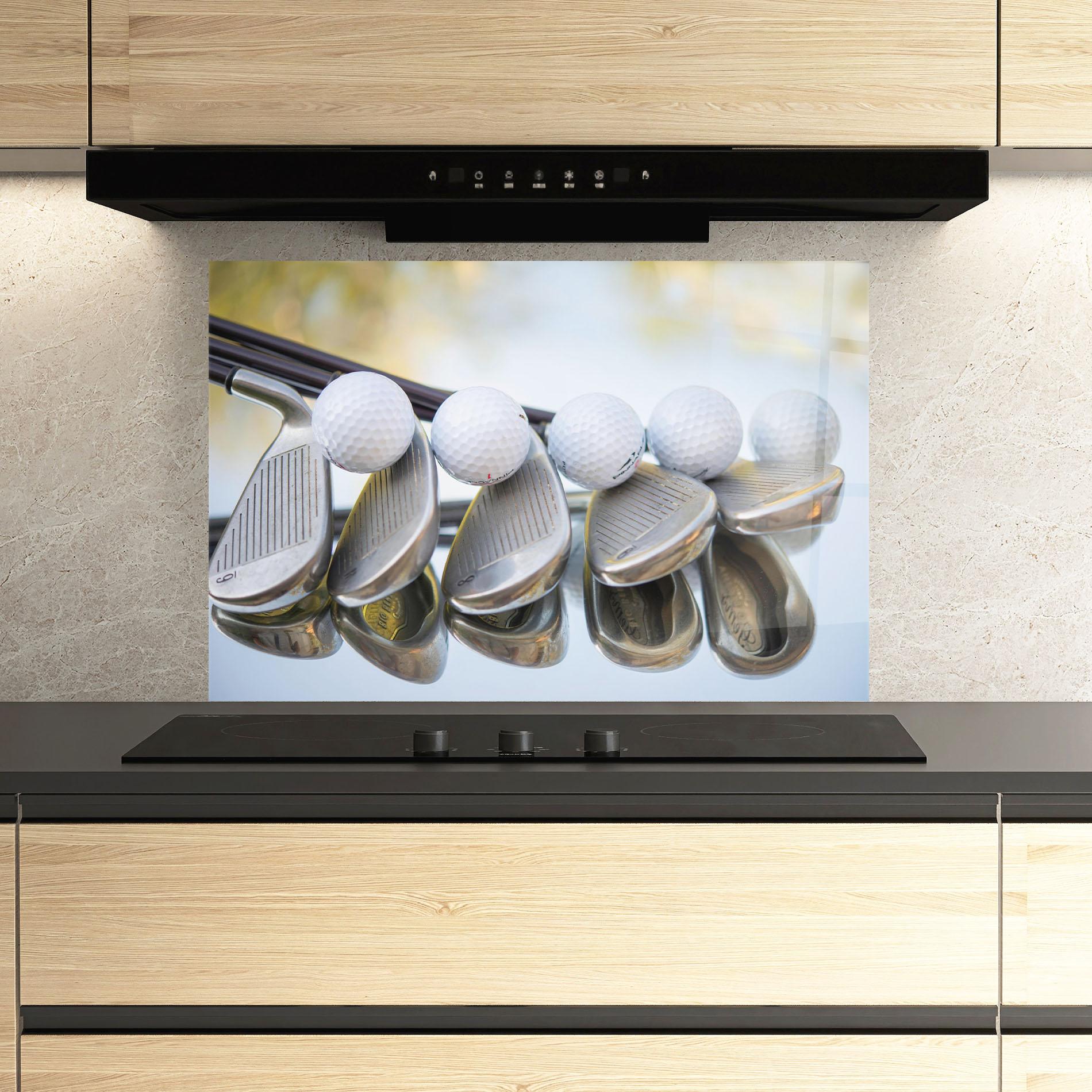 Küchenrückwand Glas Golf Set mockup 3