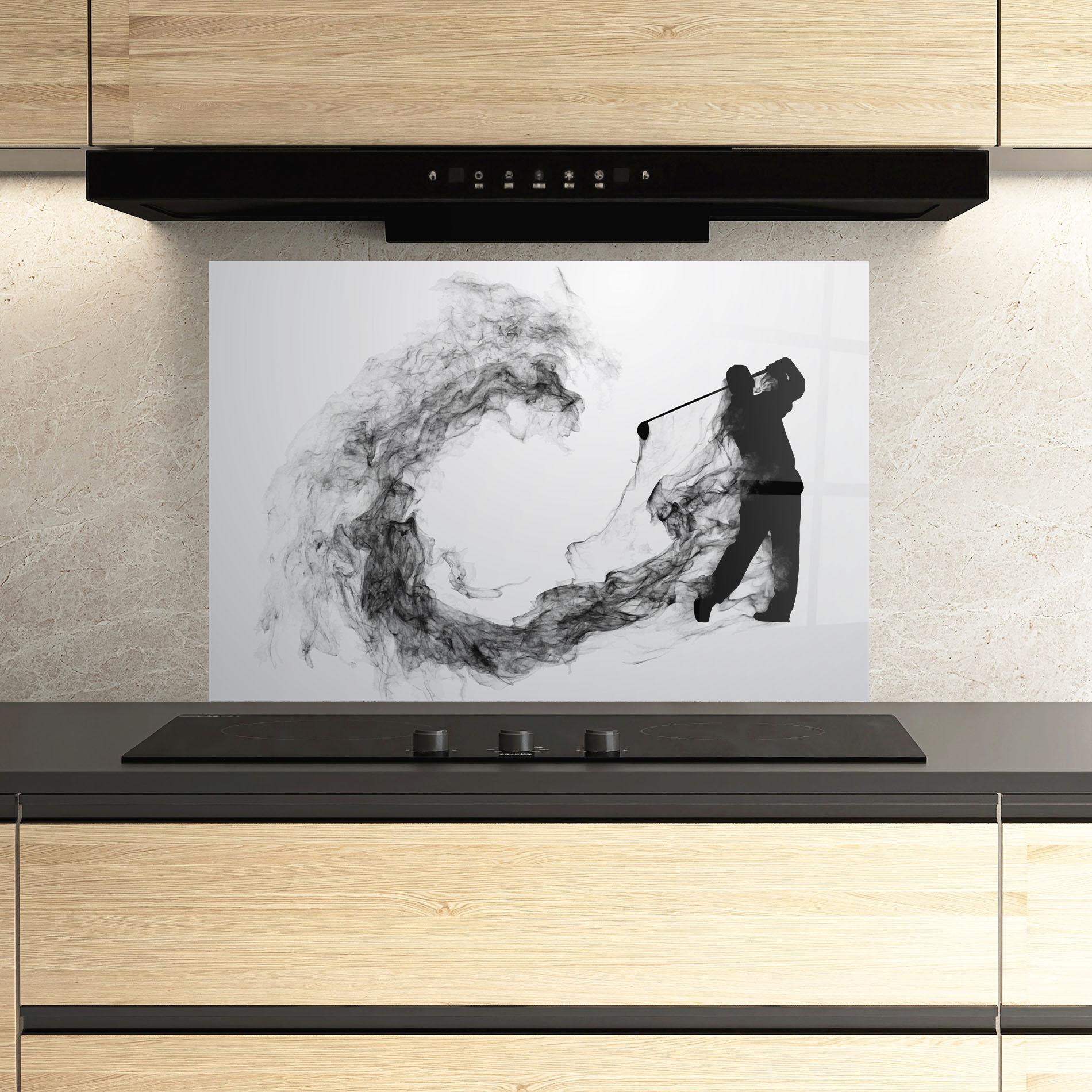Küchenrückwand Glas Golf Smoke mockup 3