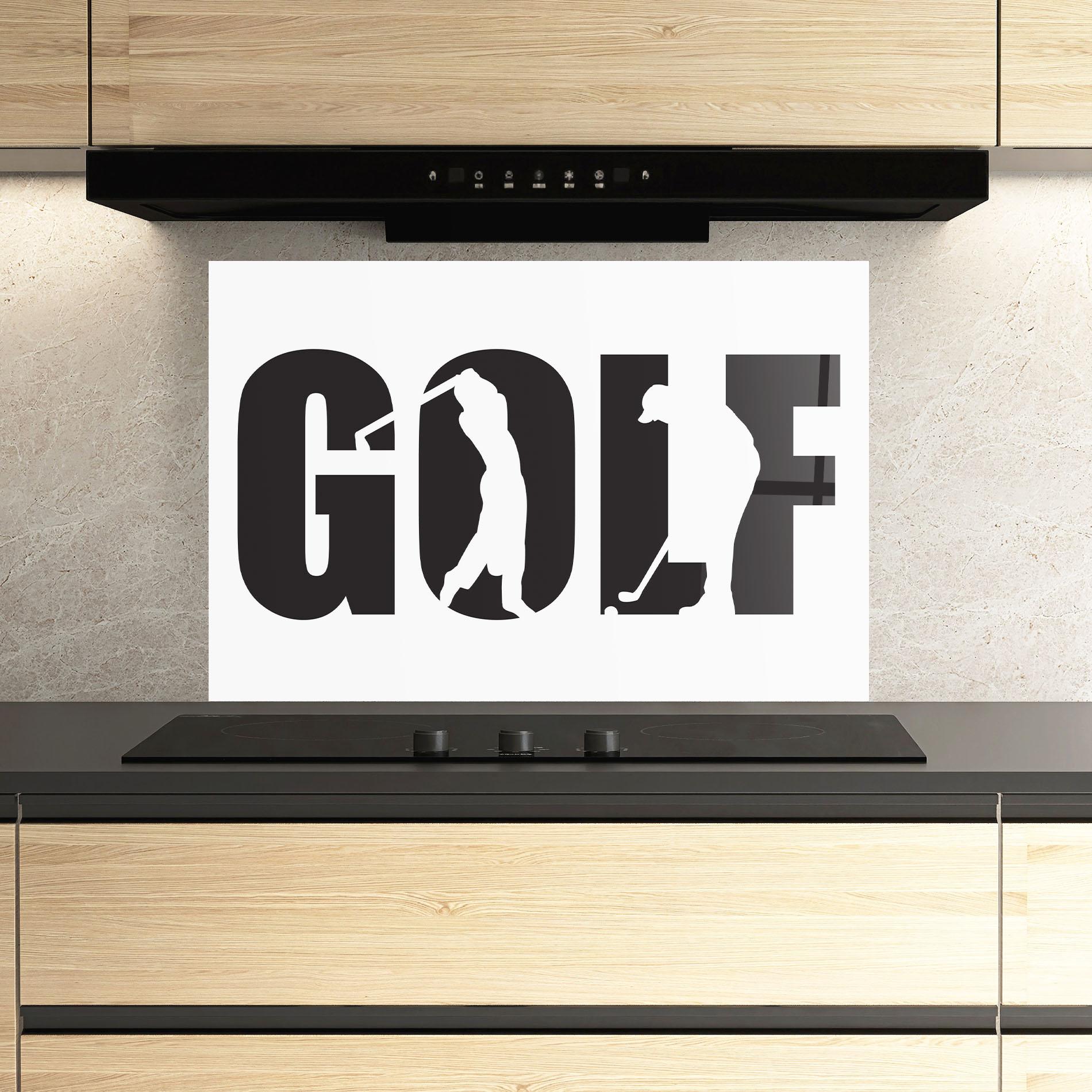 Küchenrückwand Glas Golf Text Art mockup 3