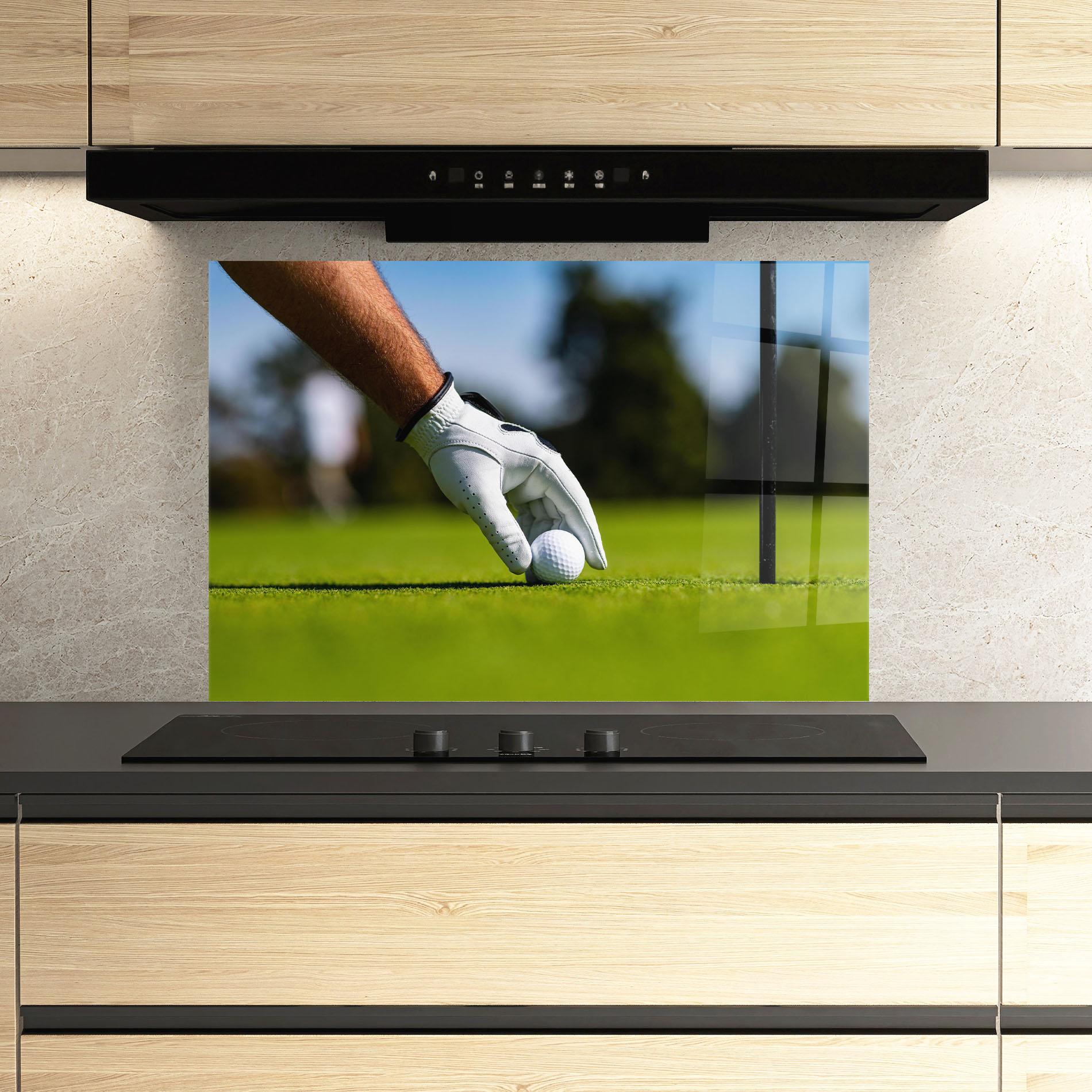 Küchenrückwand Glas Golfer Man mockup 3