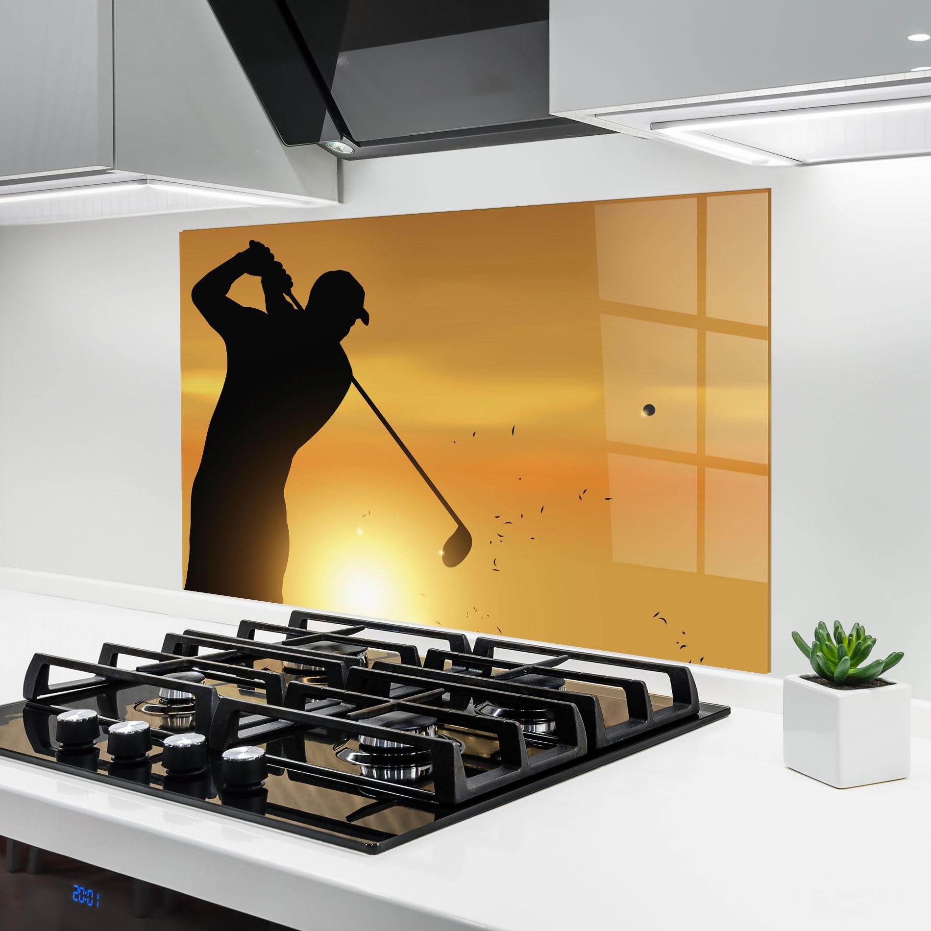 Küchenrückwand Glas Gold Sunrise mockup 6