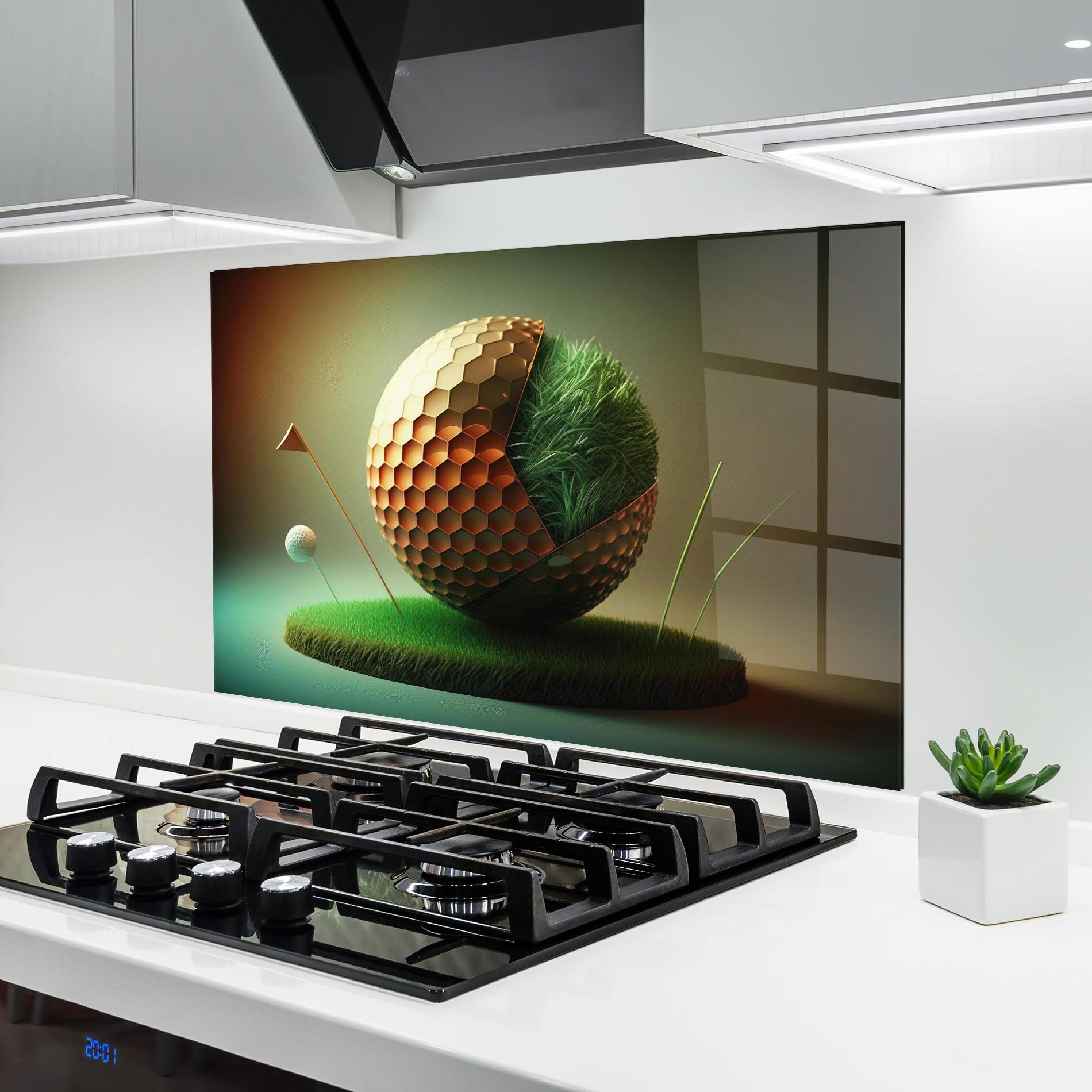 Küchenrückwand Glas Golf Ball 3d Style mockup 6