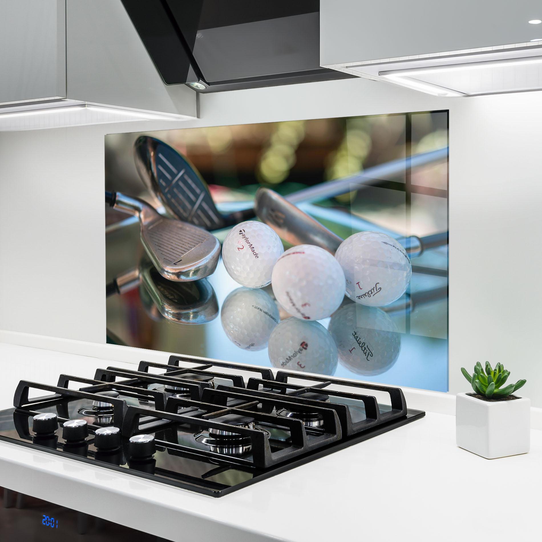 Küchenrückwand Glas Golf Balls Set mockup 6